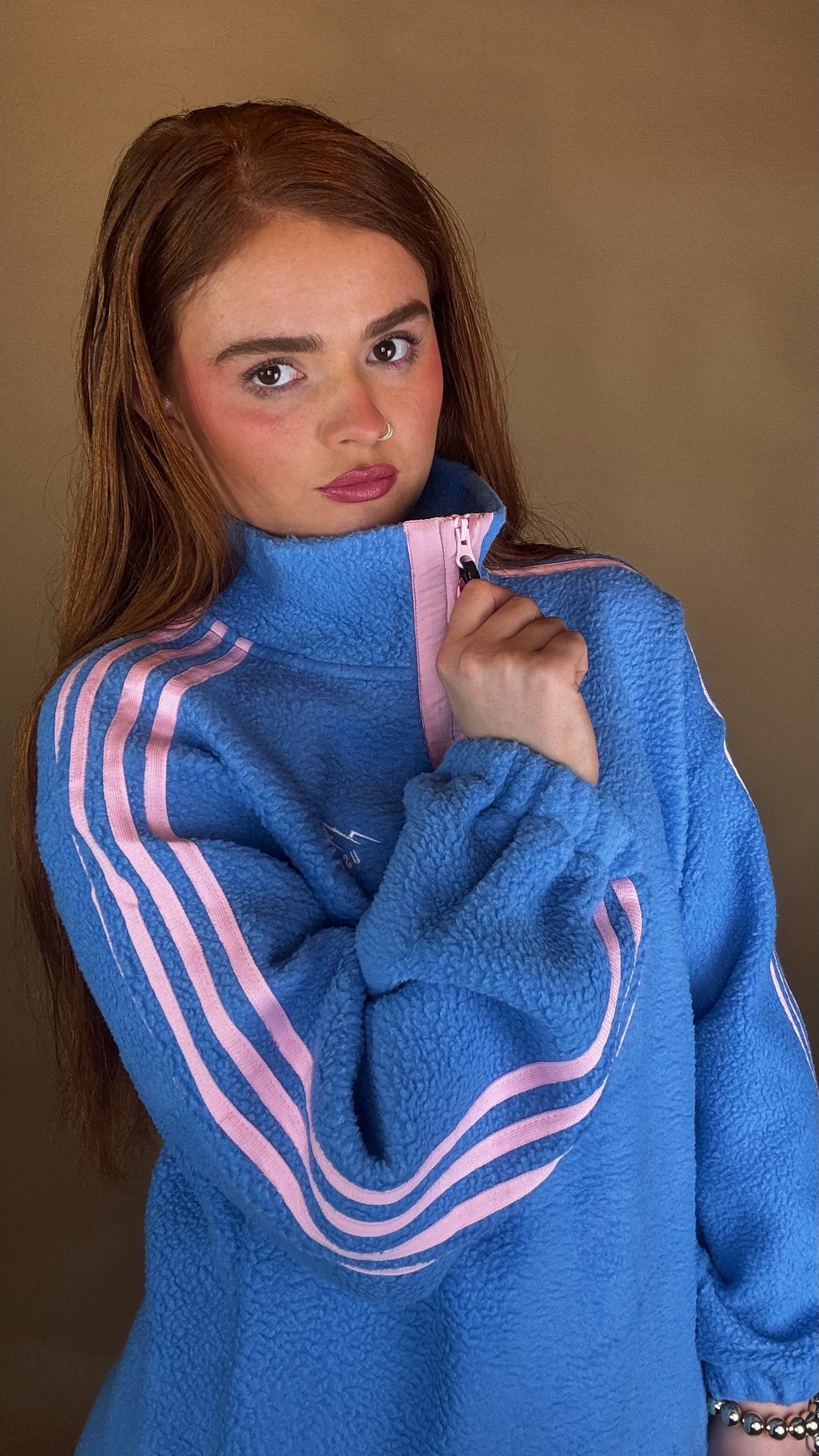 Hannah x4 Stripe Fleece size down. Pockets & draw string