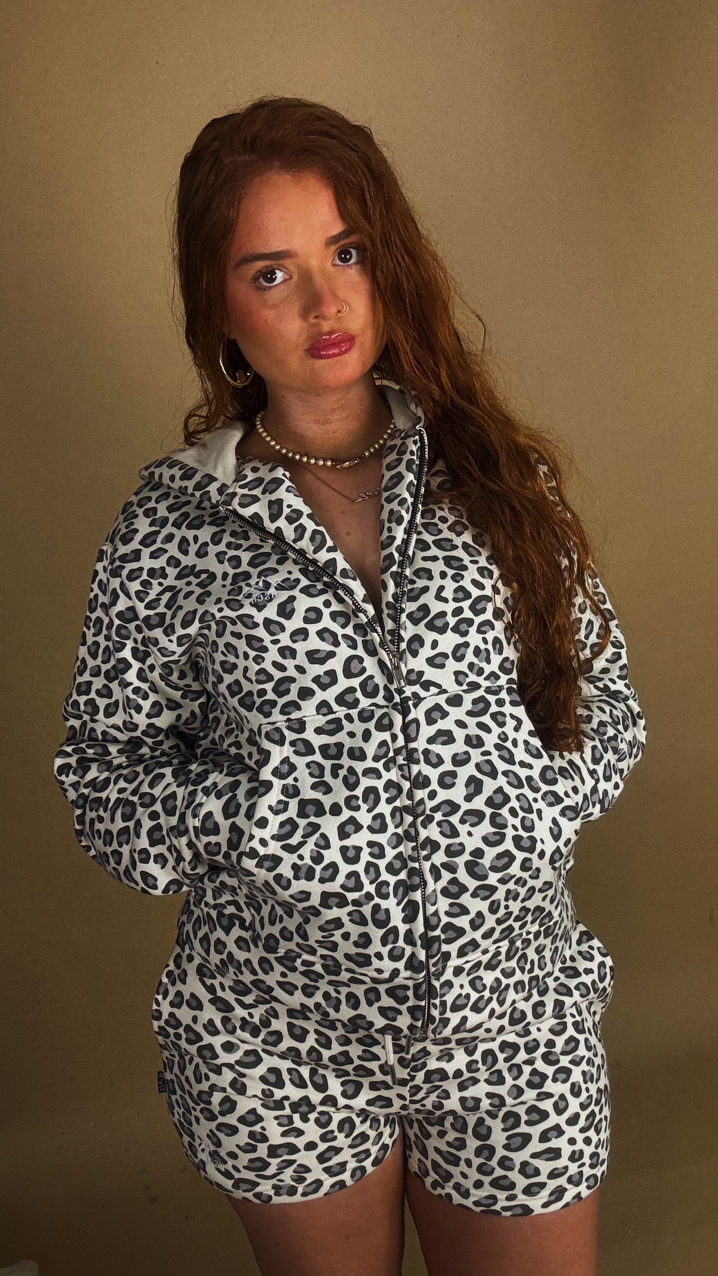 *shorte set* Leighton Leopard shorts set 80% cotton fleece line set.