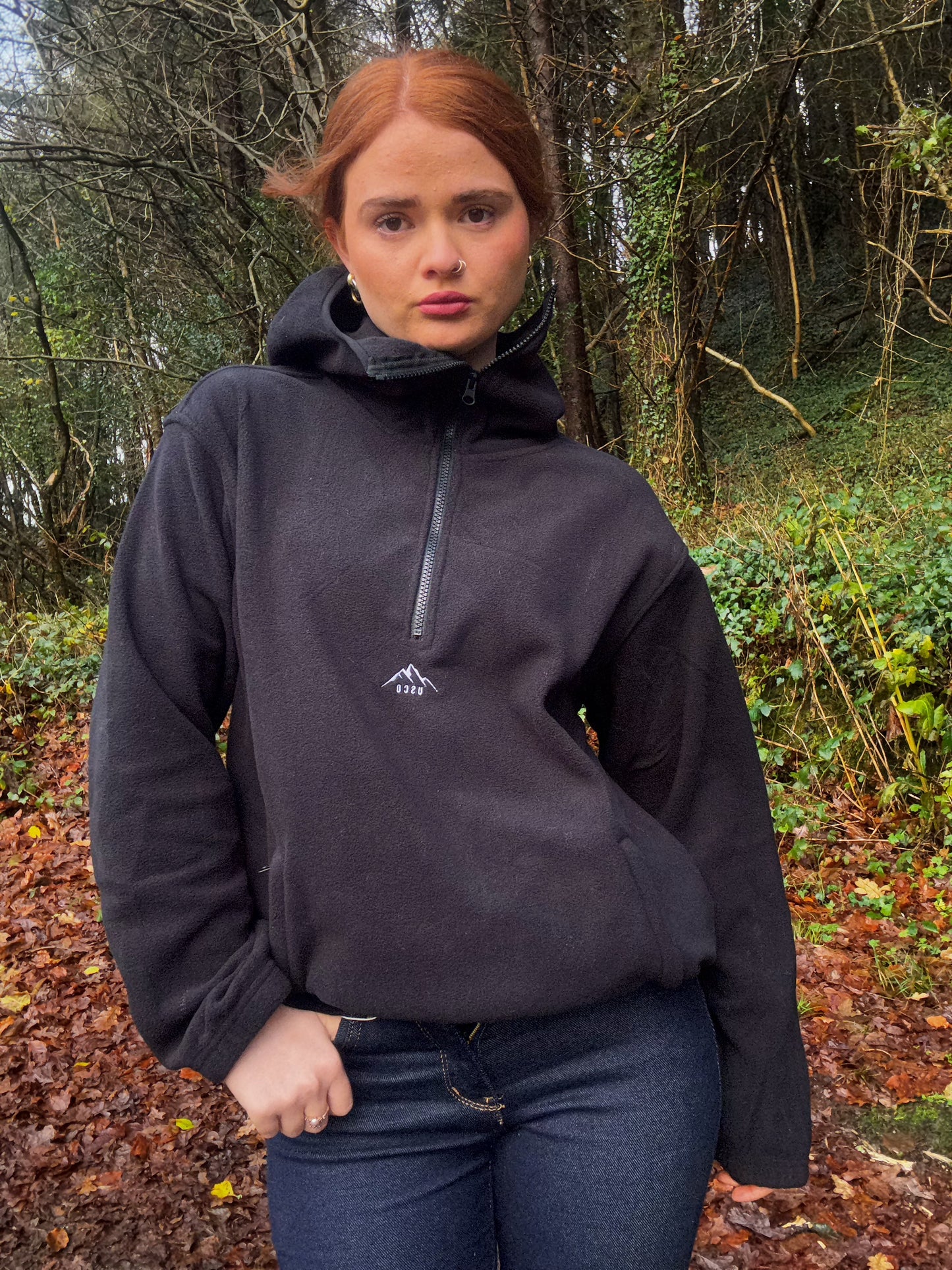 100% cotton Charlie unisex fleece limited edition with zipped pocket and hood