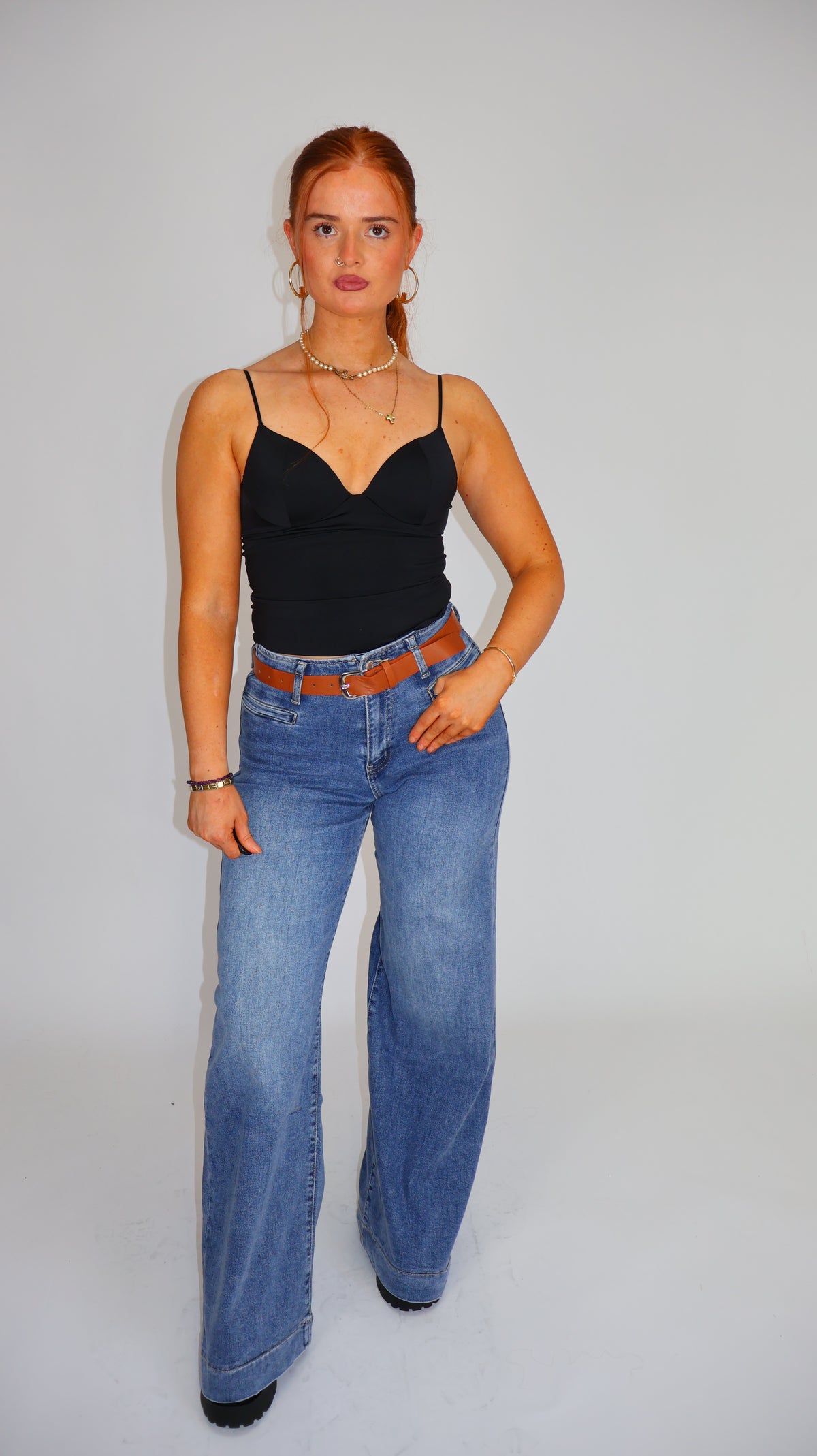 Gill Super stretch denim. With a belt