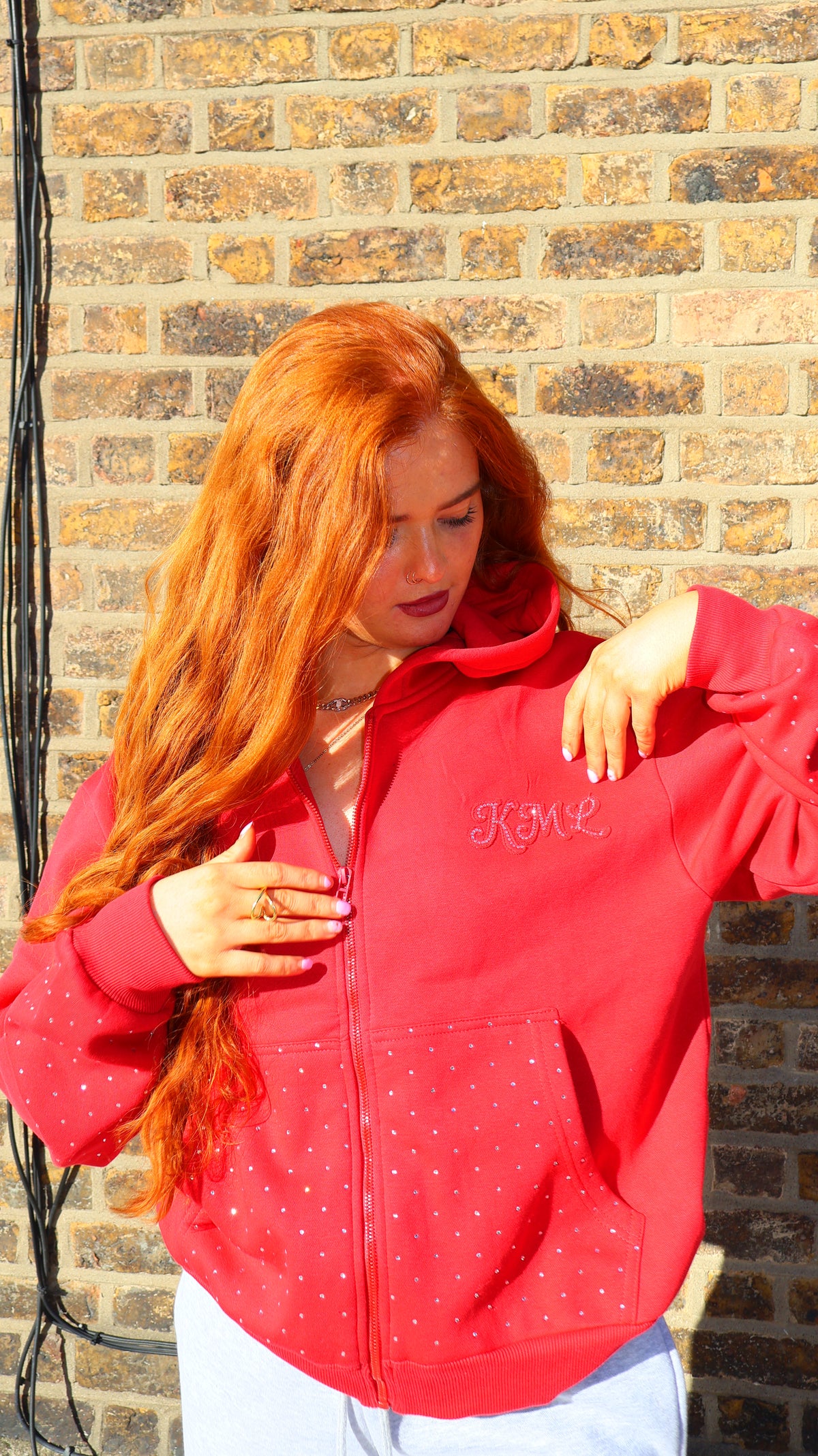 Ariana 80% cotton fleece Diamonte hoodie