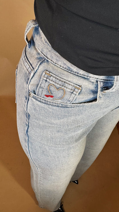 Matilda Heart Cherry Embroidered Jean