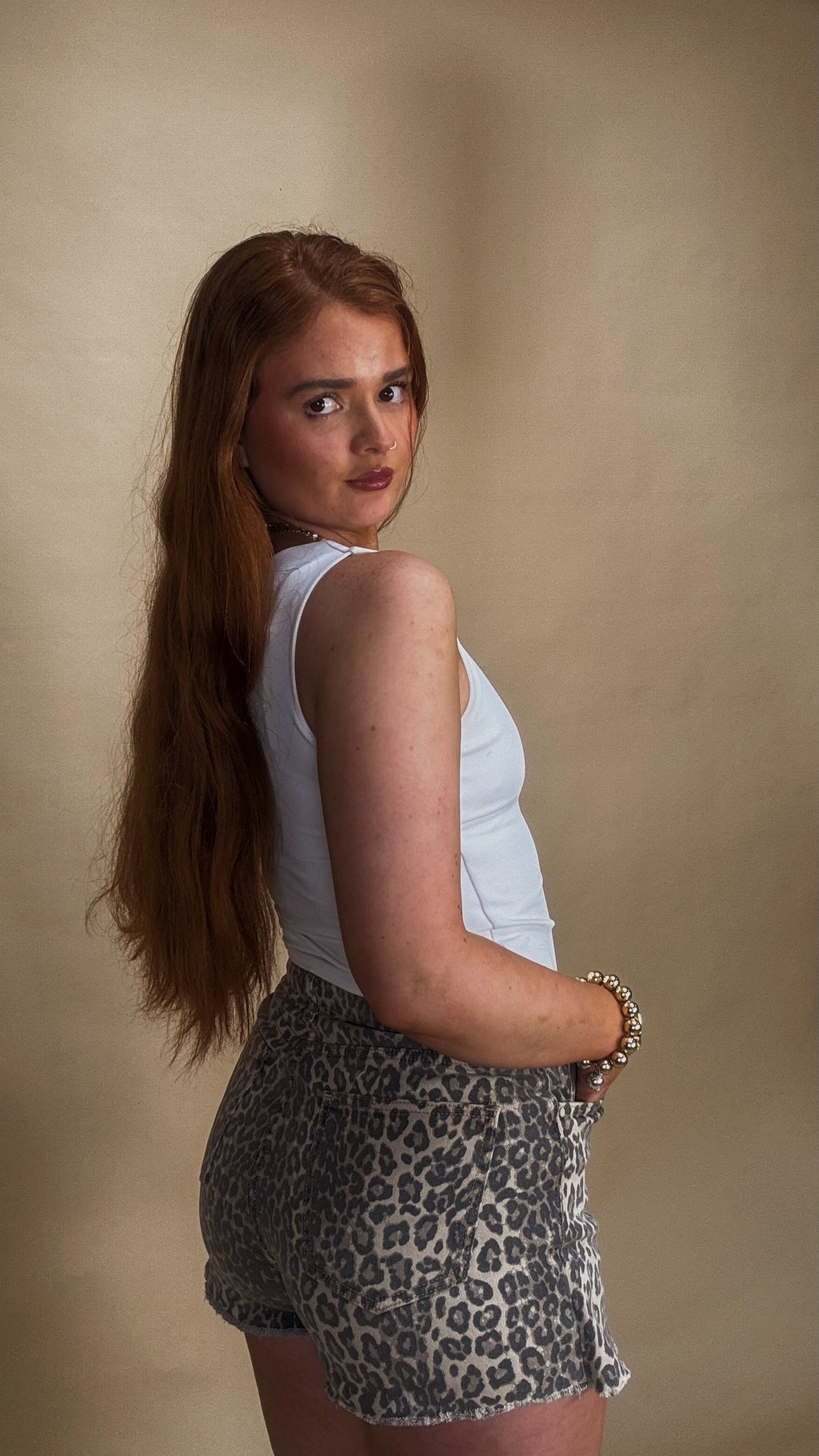 *SKORT* Lilia Leopard stretch Denim