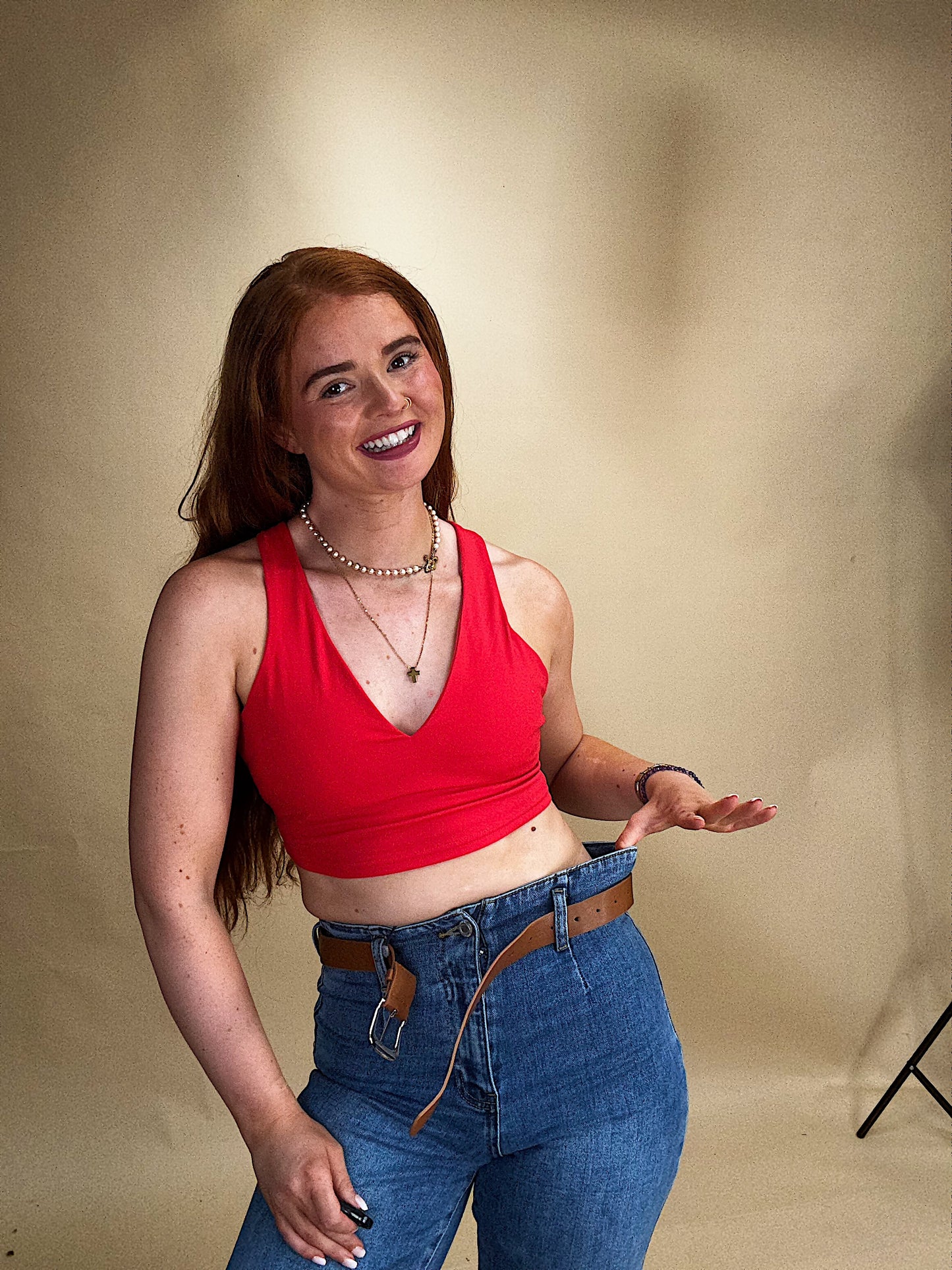 Emma Super stretchy denim jeans + the belt