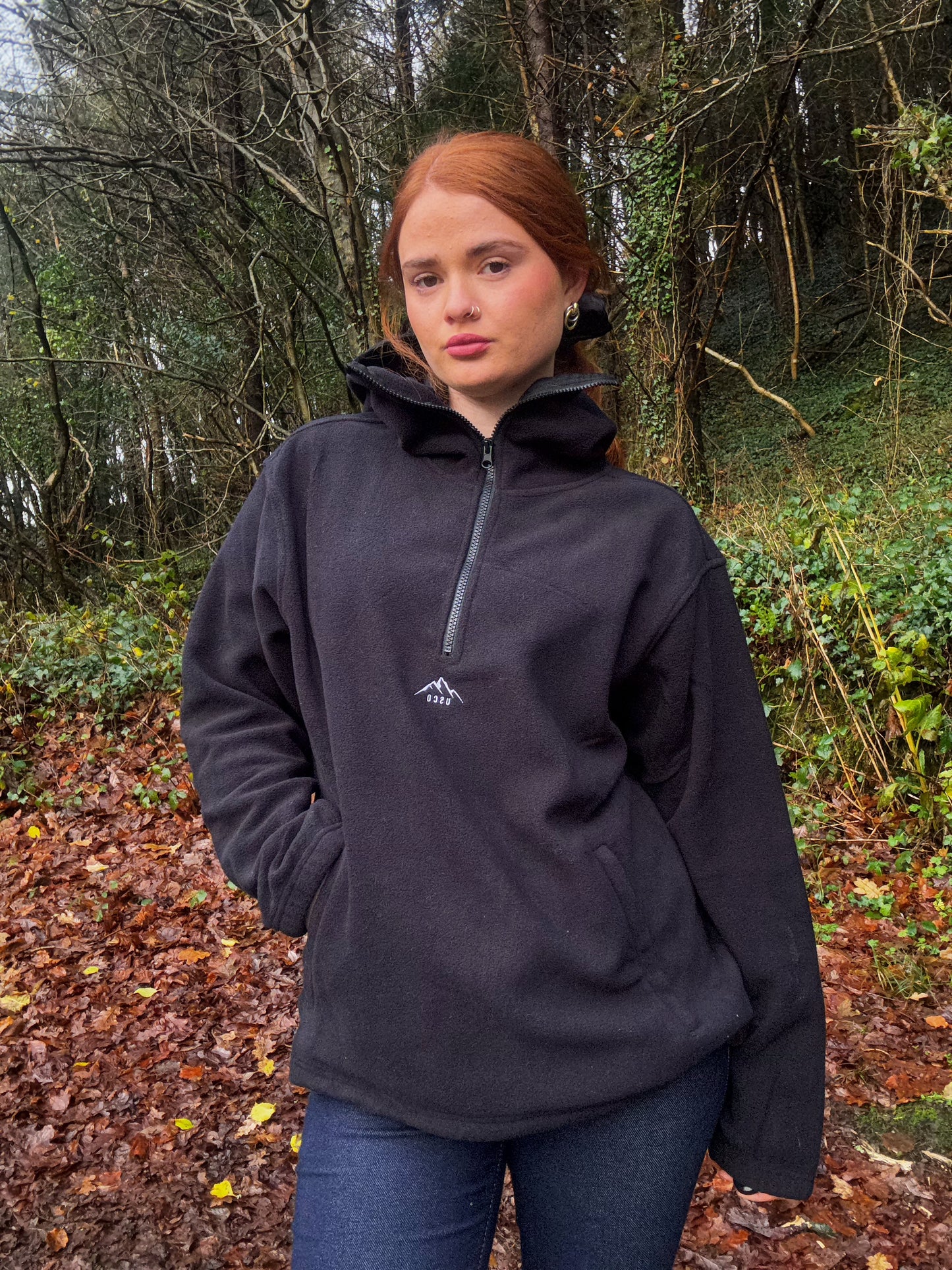 100% cotton Charlie unisex fleece limited edition with zipped pocket and hood