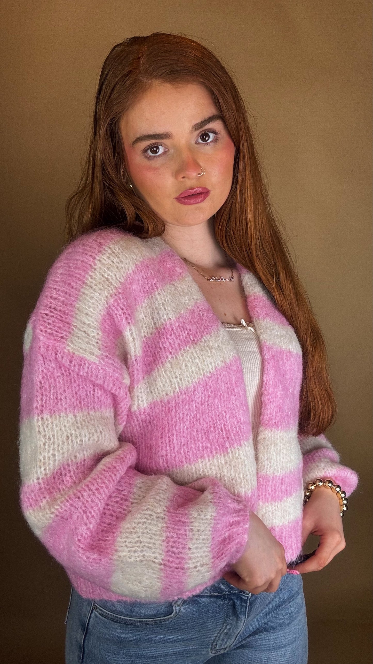 Heather Balloon Sleeve cardigan