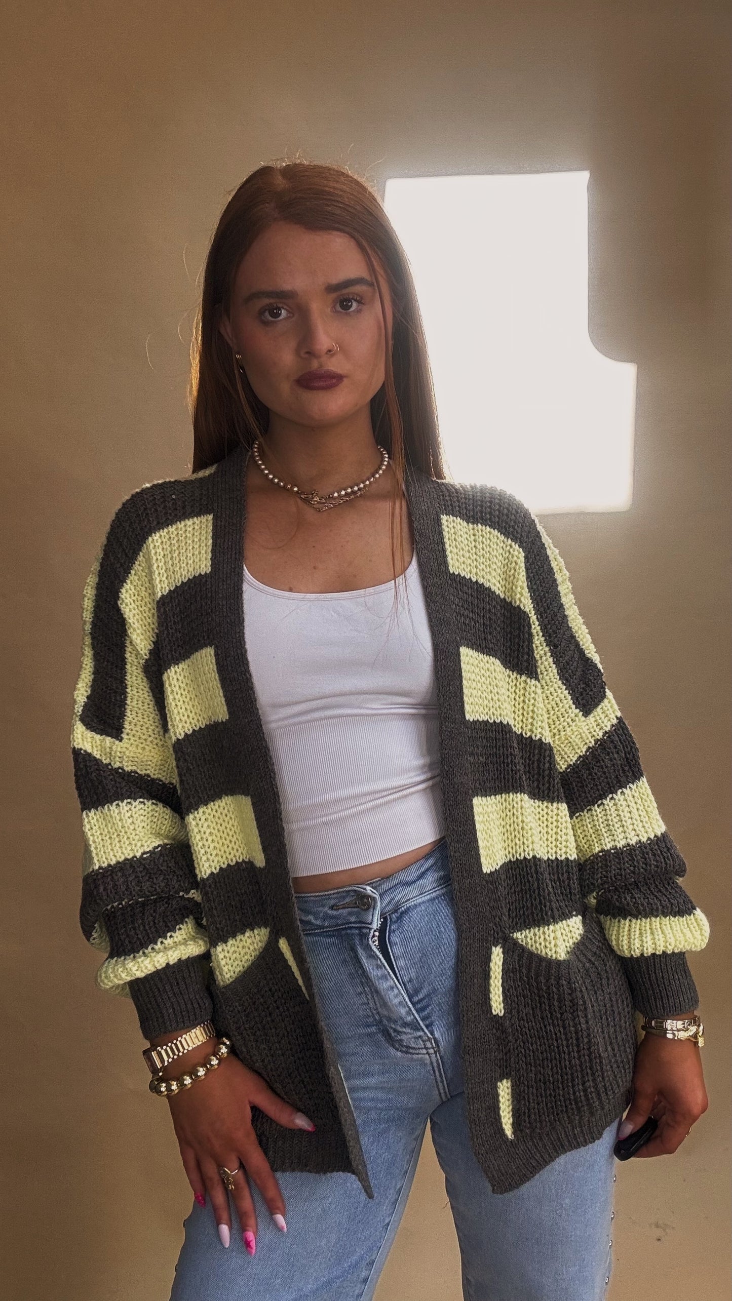 Amie Knit yellow charcoal