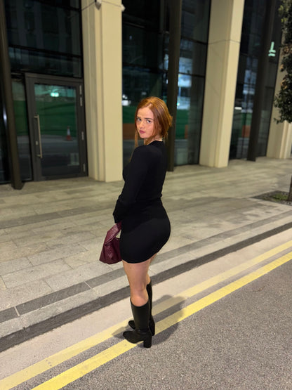 Blake Black Ribbed Dress *made with recycled fabrics*