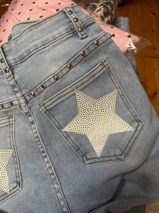 White star patch denim jean