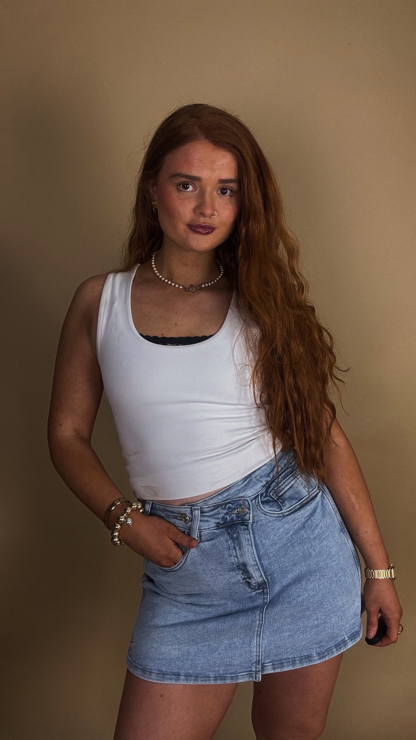 *SKORT* Sandy super stretch Denim crossover skort