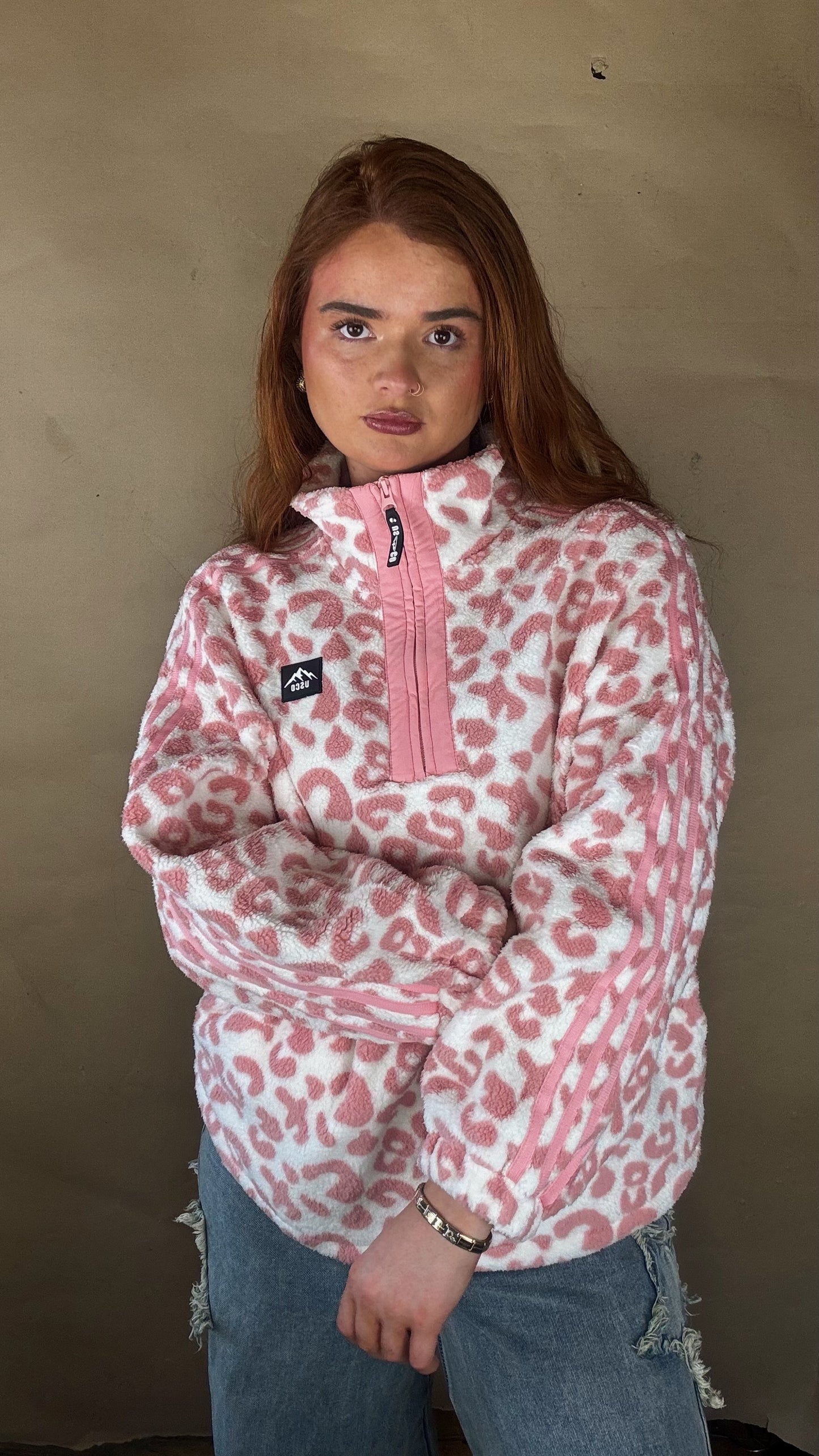 Payton Pink Leopard print zip up
