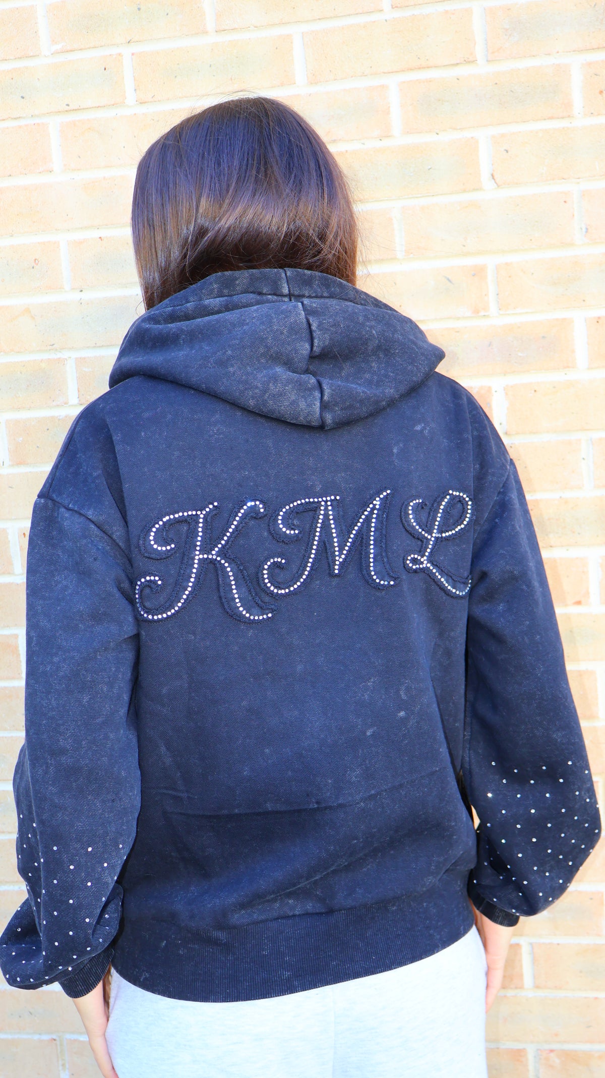 Naomi KML 80% cotton fleece diamonte hoodie
