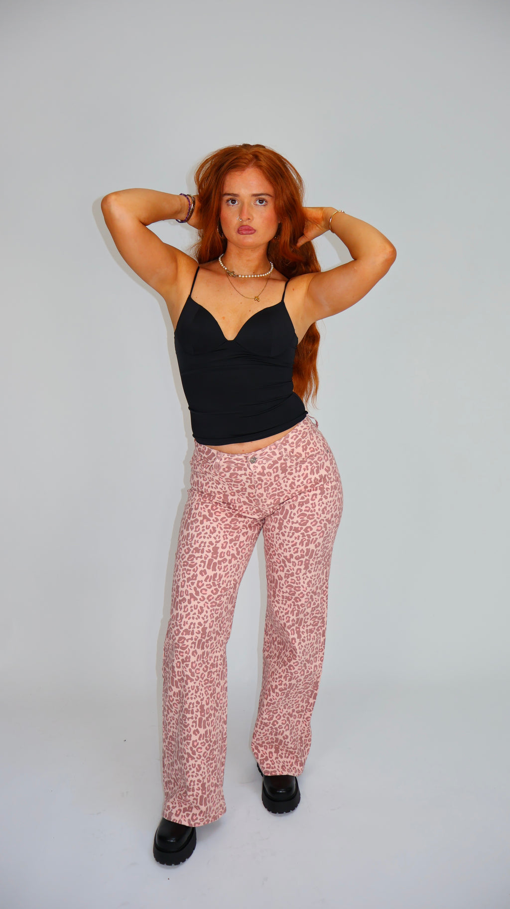 Lily Pink Leopard Dad Fit Denim