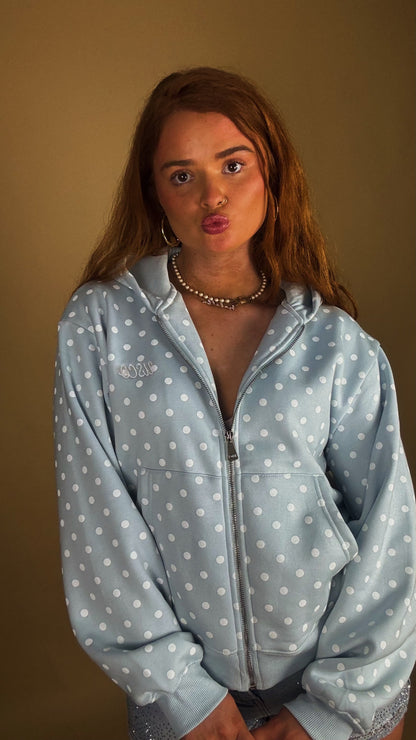Billie Blue polka hoodie 80% cotton