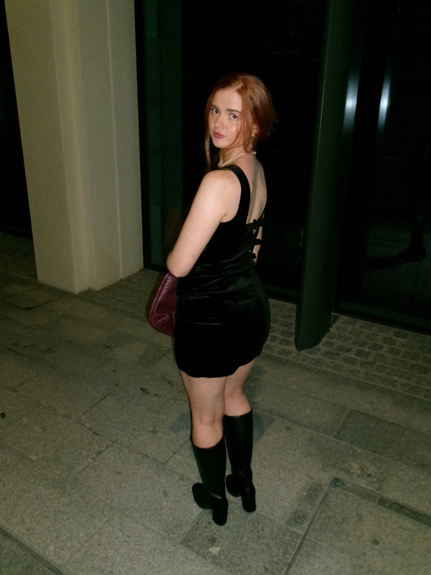 Bobbi Bow Super stretch crushed velvet dress