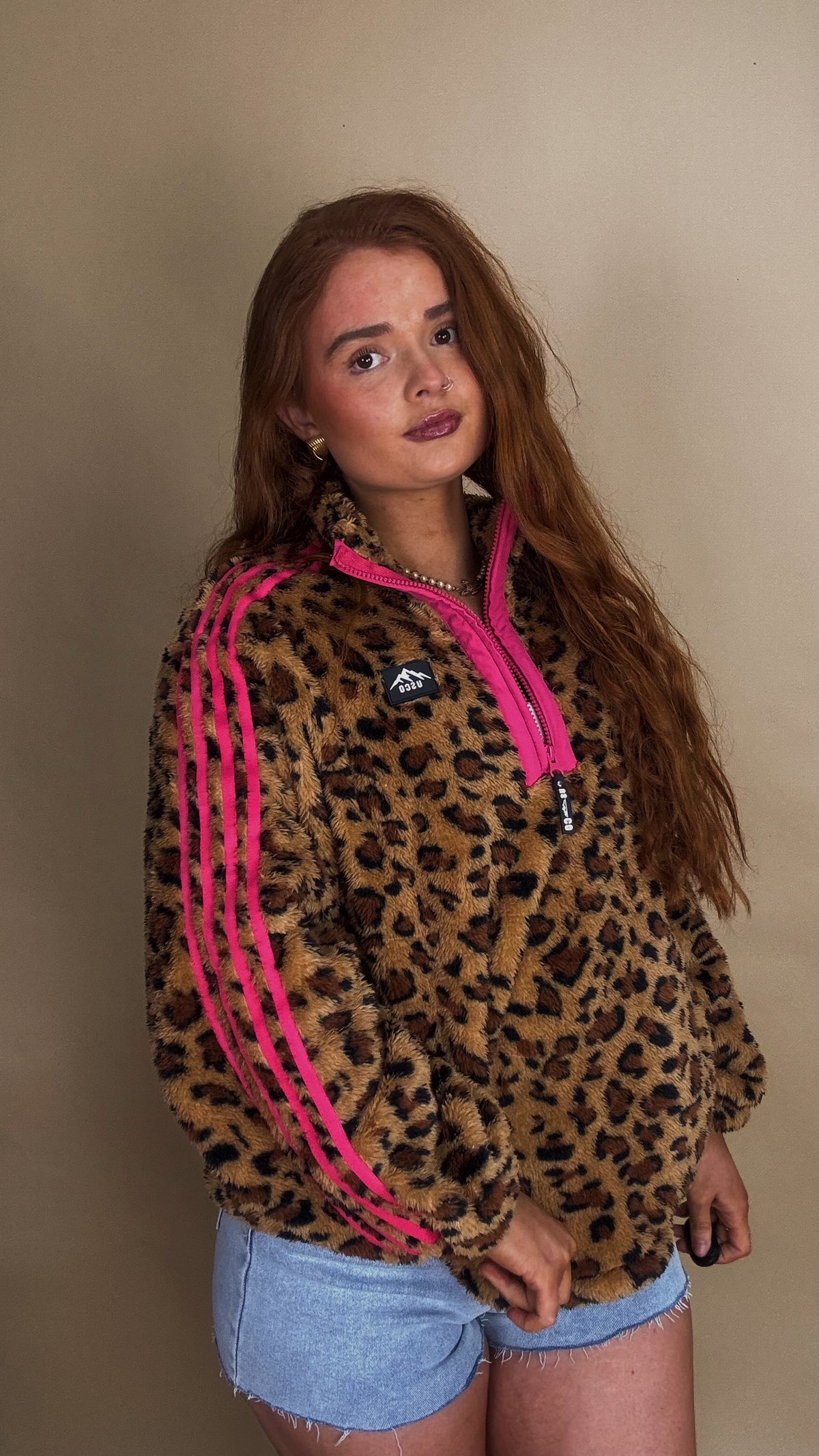 Clodagh Leopard Fleece. Drawstring + pockets
