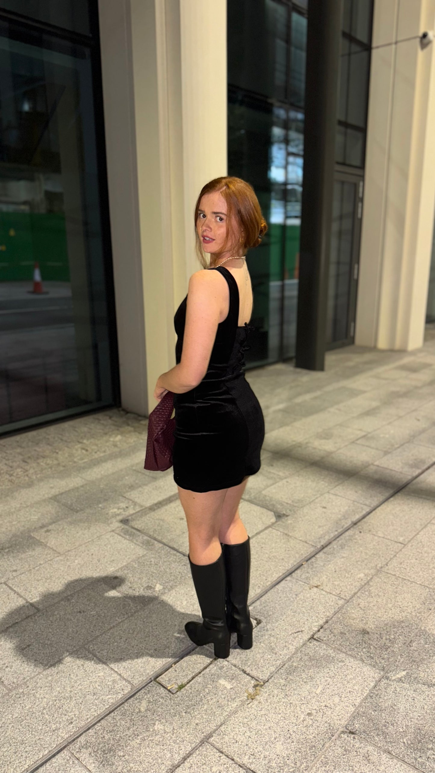 Bobbi Bow Super stretch crushed velvet dress