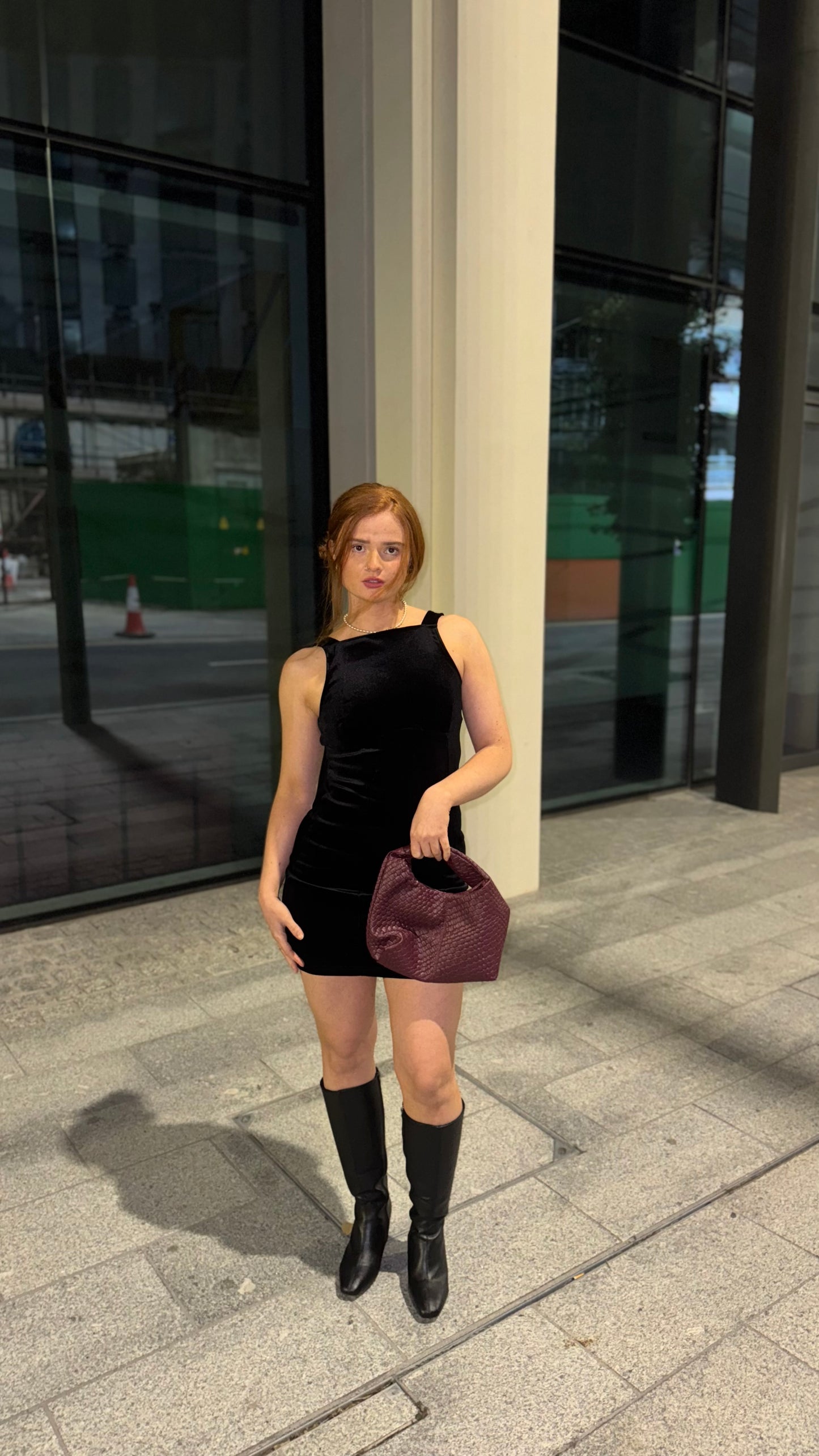 Bobbi Bow Super stretch crushed velvet dress