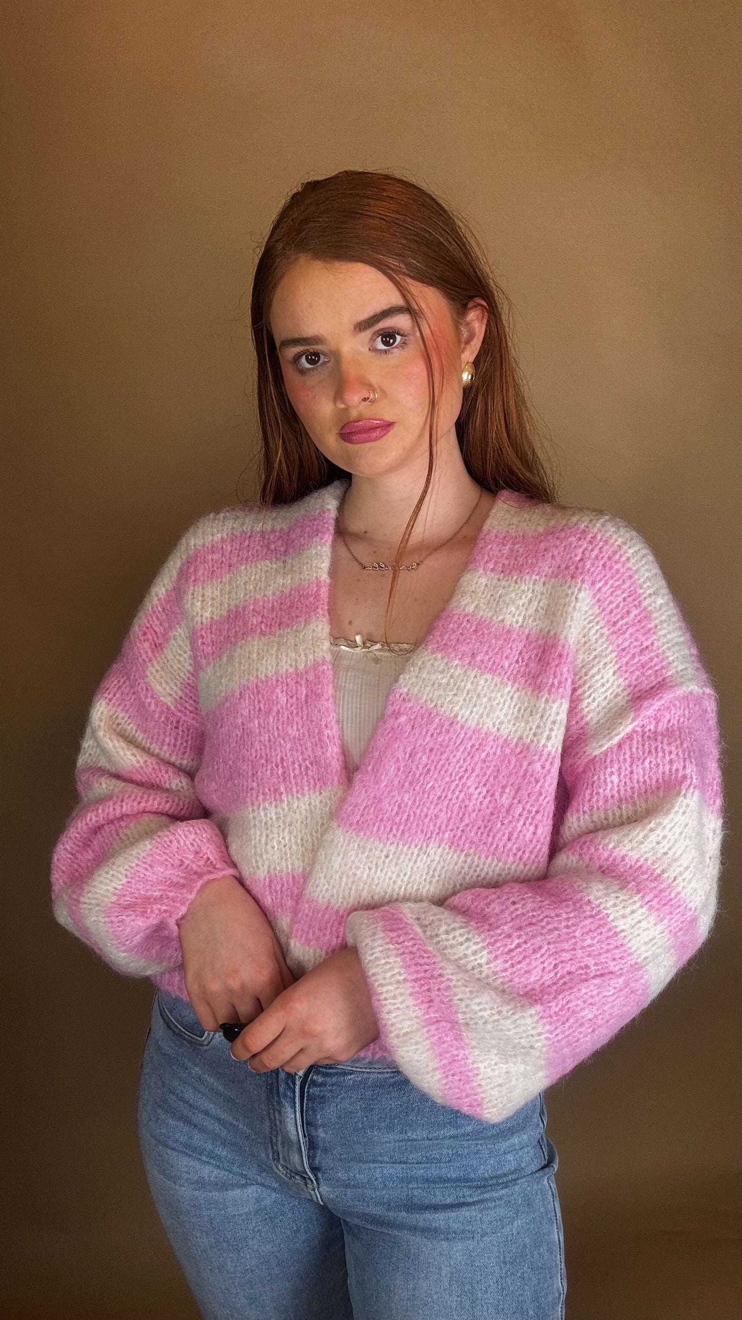 Heather Balloon Sleeve cardigan