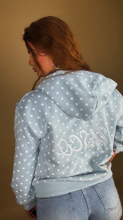 Billie Blue polka hoodie 80% cotton