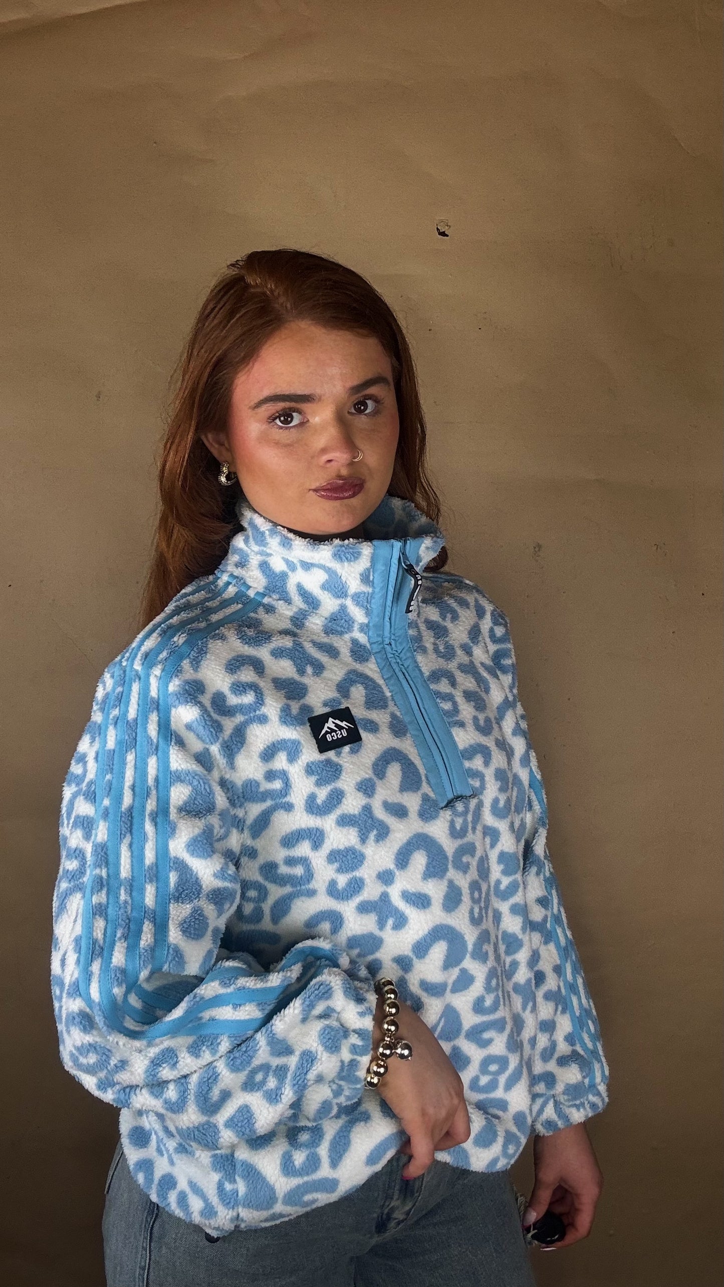Blair Blue Leopard print zip up