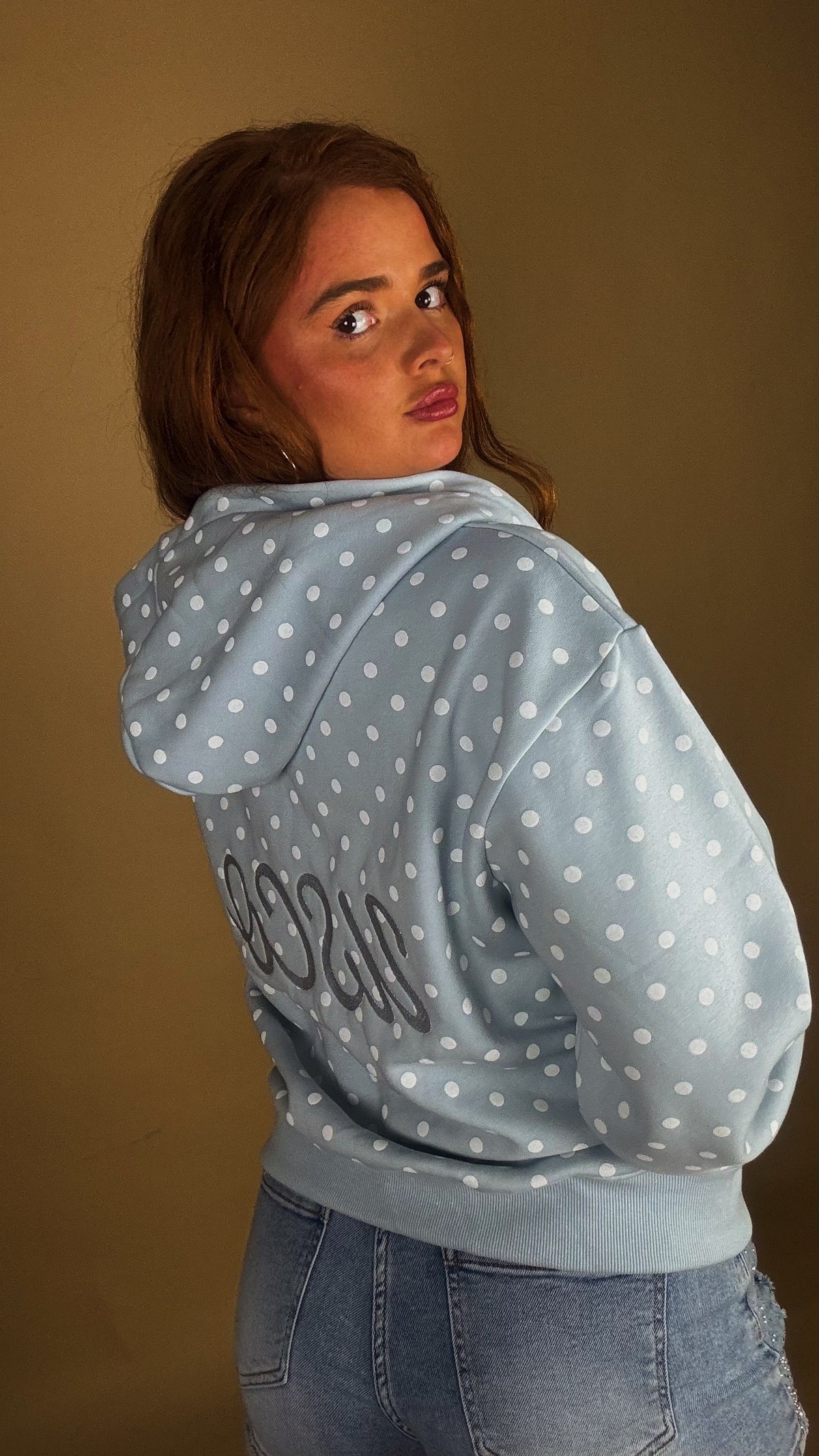 Billie Blue polka hoodie 80% cotton