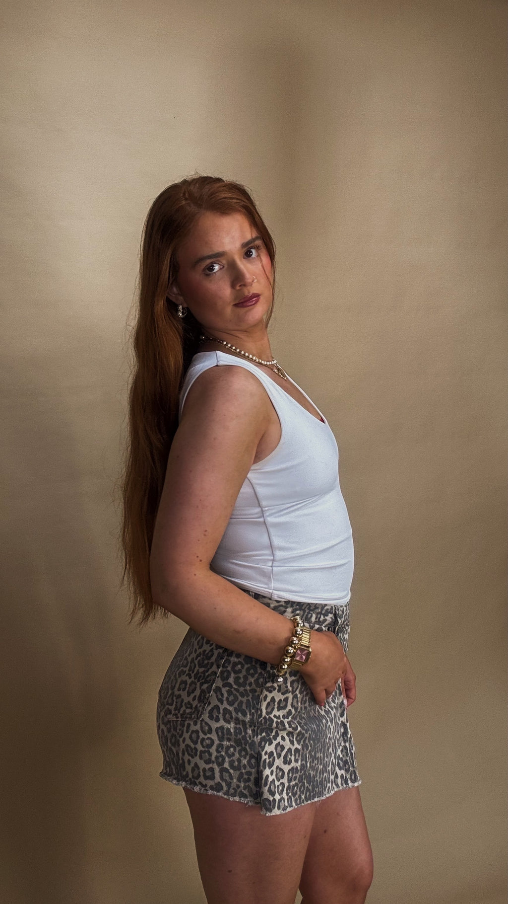 *SKORT* Lilia Leopard stretch Denim