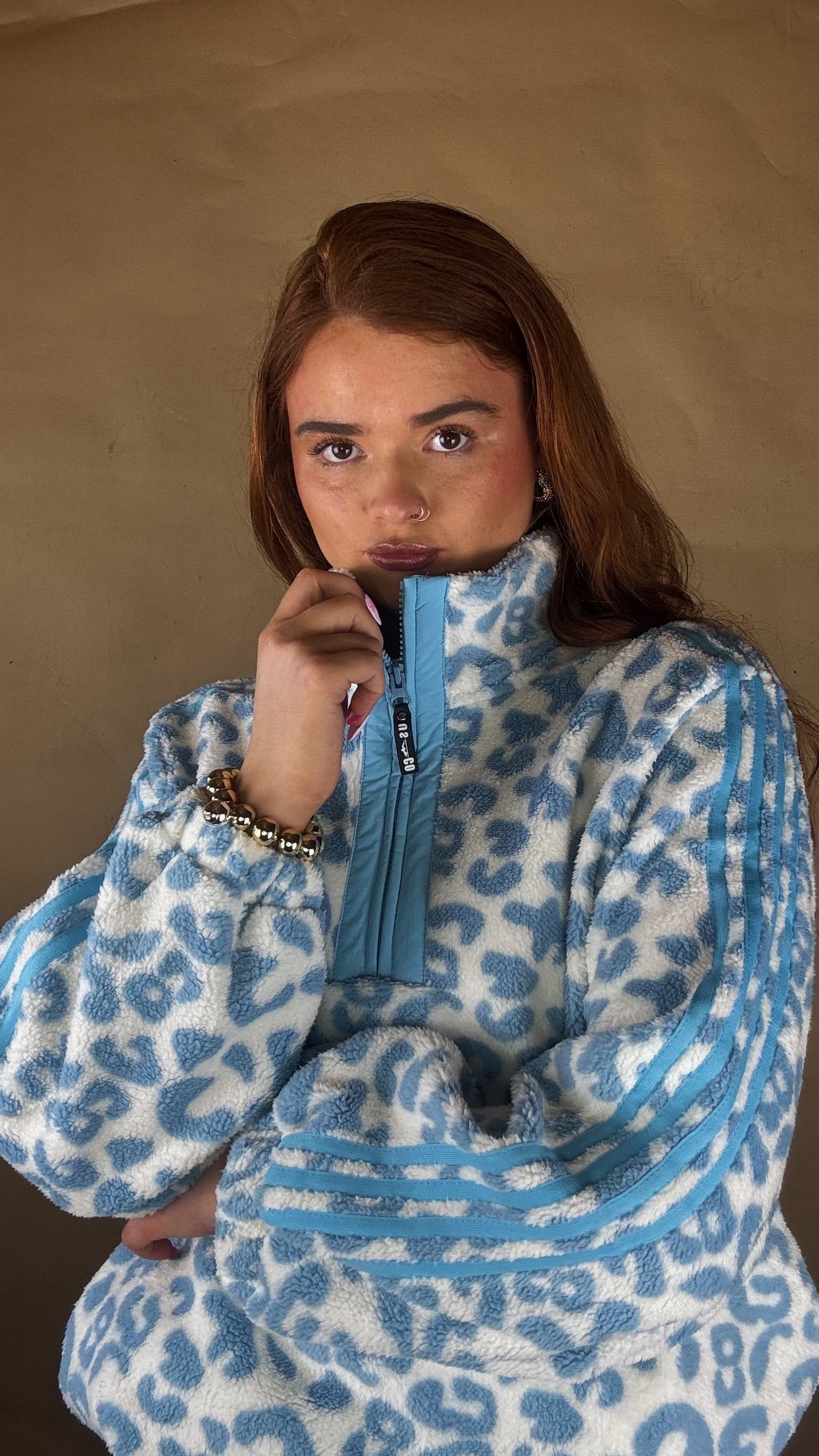 Blair Blue Leopard print zip up