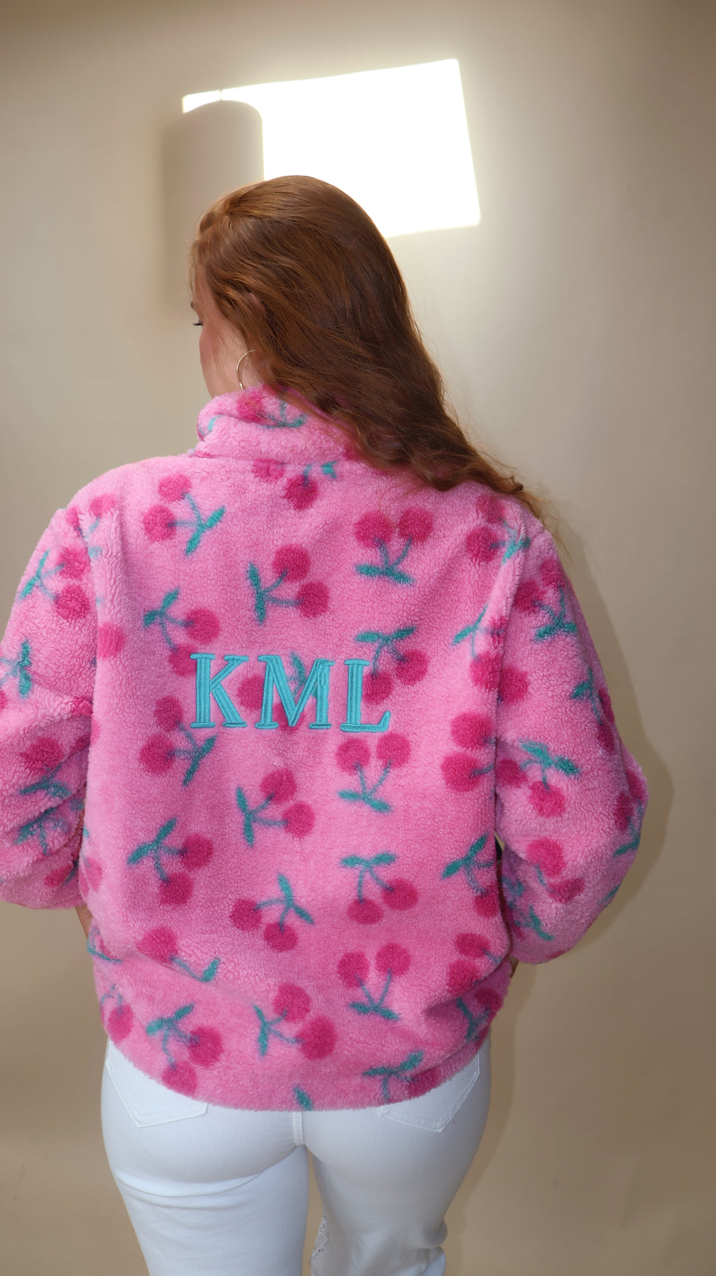ONE OFF DROP. Cheeky Cherry KML Fleece. Pockets & drawstring. *Thermal fleece-more dense finish on the inside