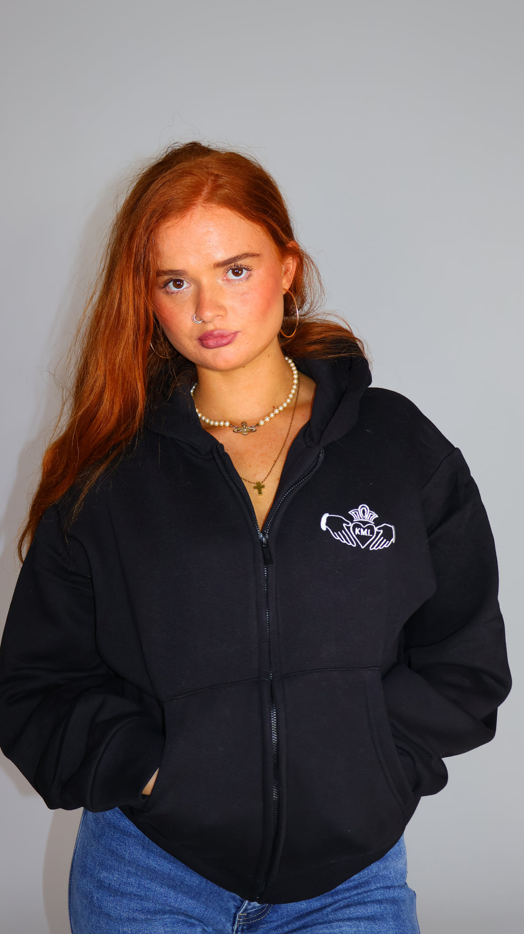 Una Claddagh Fleeced Hoodie.