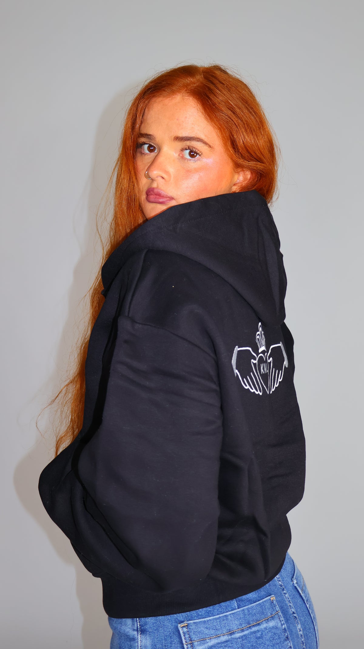 Una Claddagh Fleeced Hoodie.