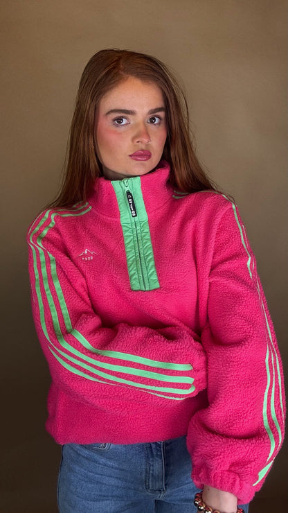 Emma x4 Stripe Fleece Pink size down. Pockets & draw string