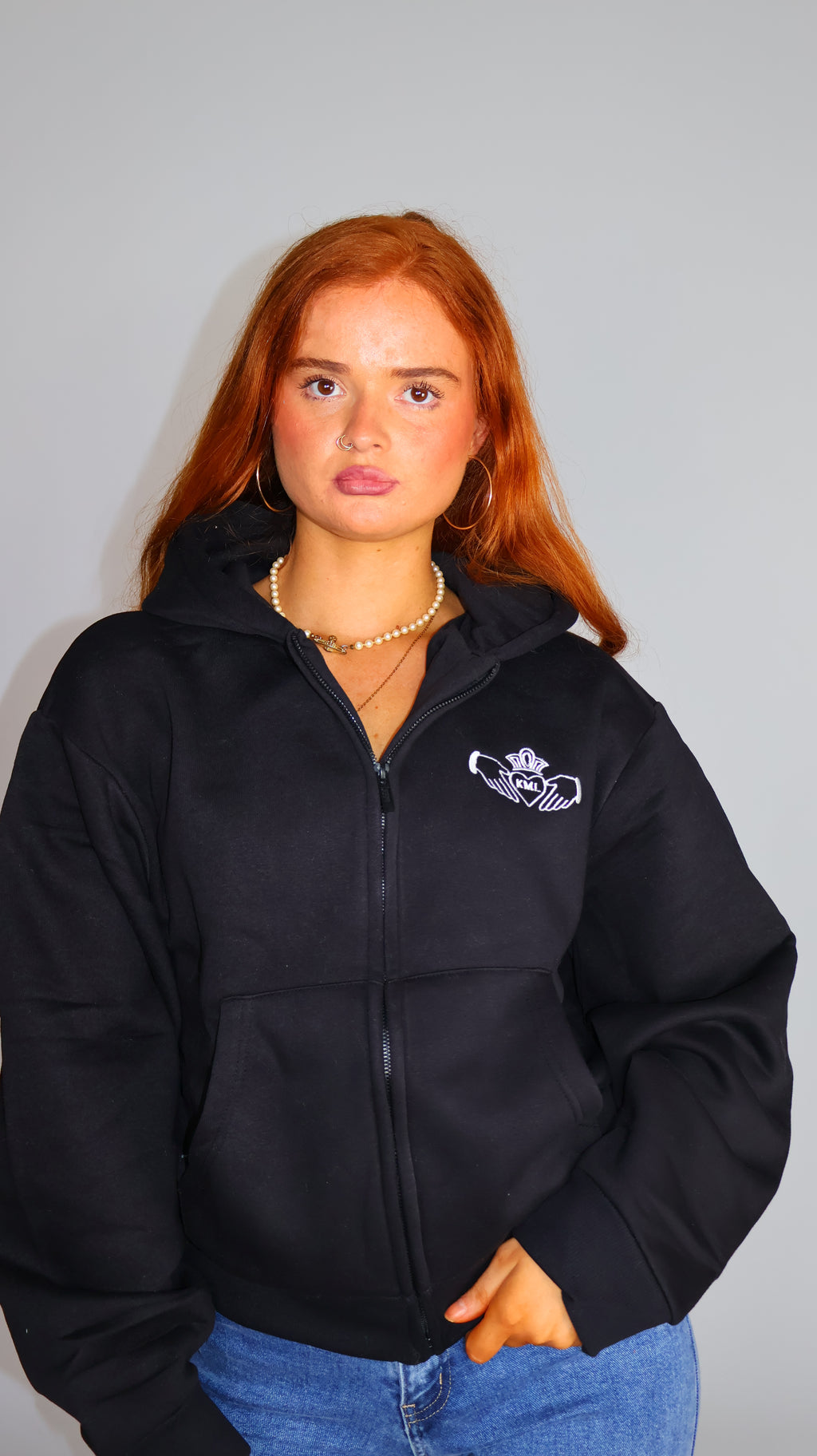 Una Claddagh Fleeced Hoodie.