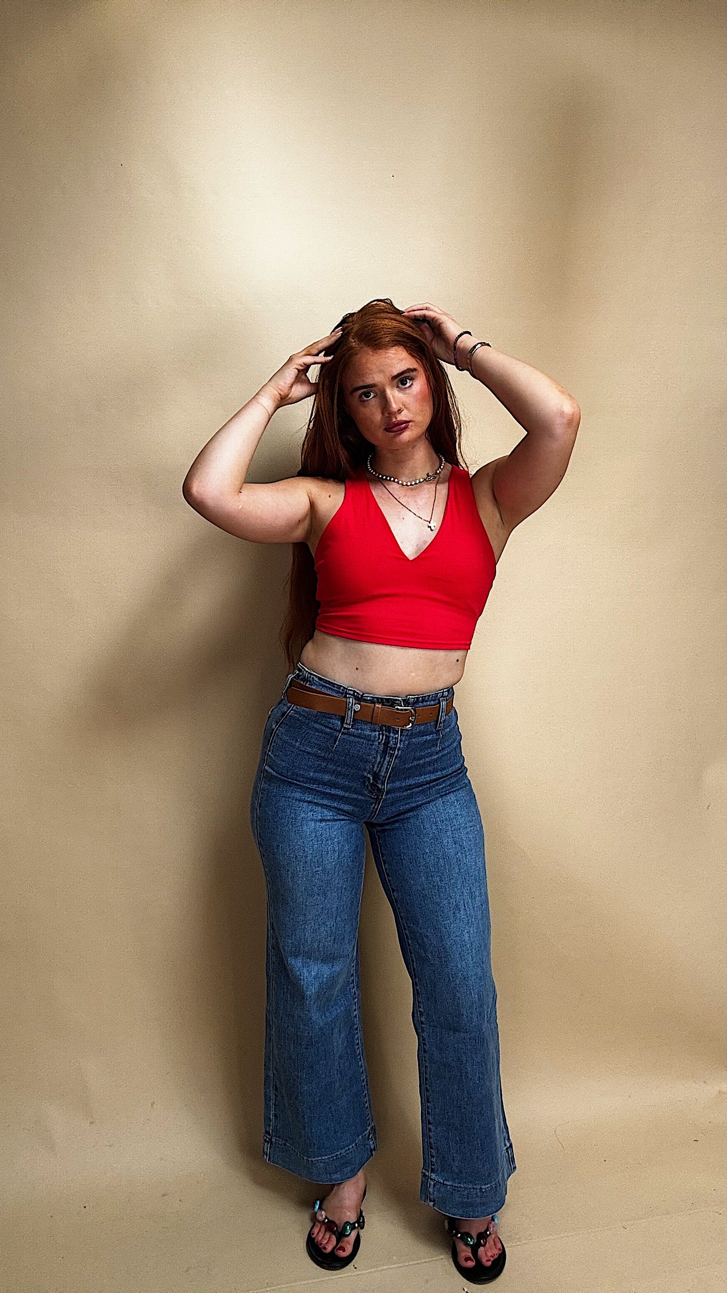 Emma Super stretchy denim jeans + the belt