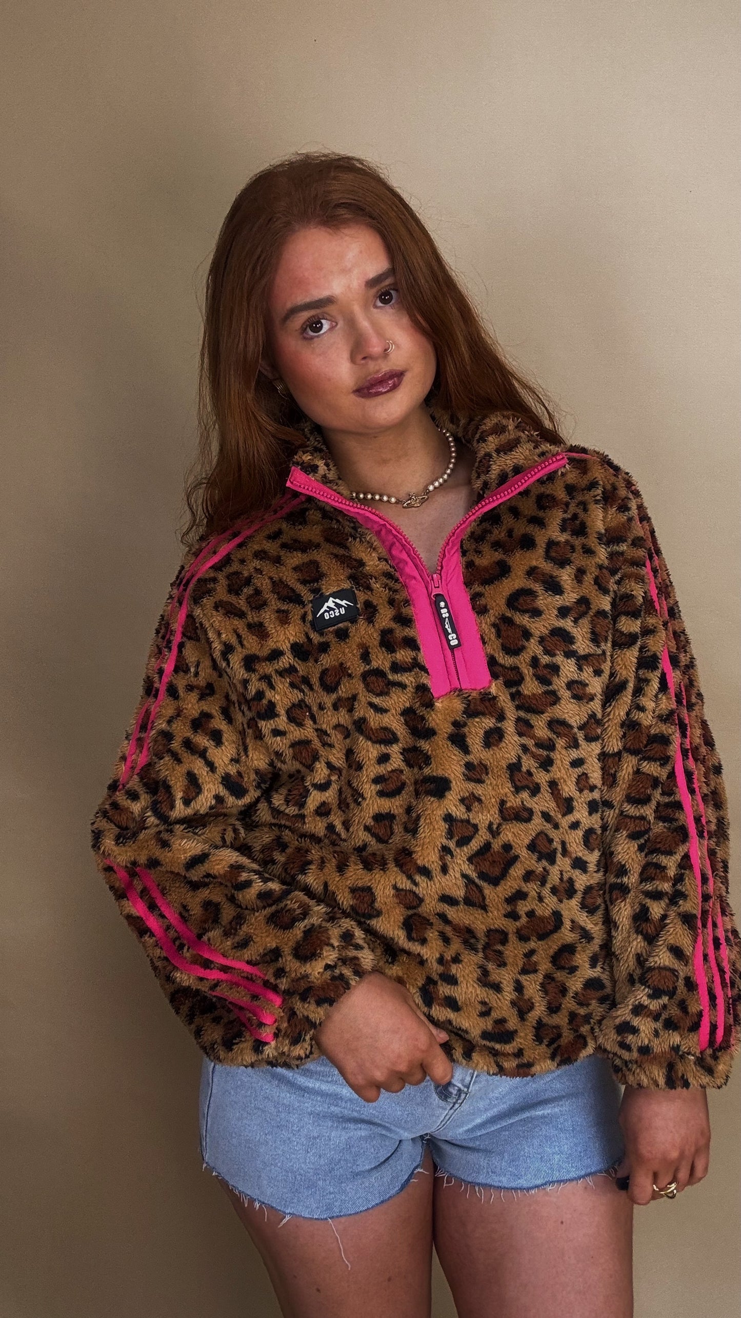 Clodagh Leopard Fleece. Drawstring + pockets