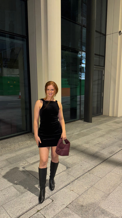 Bobbi Bow Super stretch crushed velvet dress