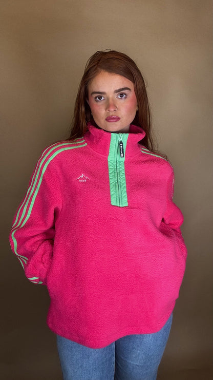 Emma x4 Stripe Fleece Pink size down. Pockets & draw string