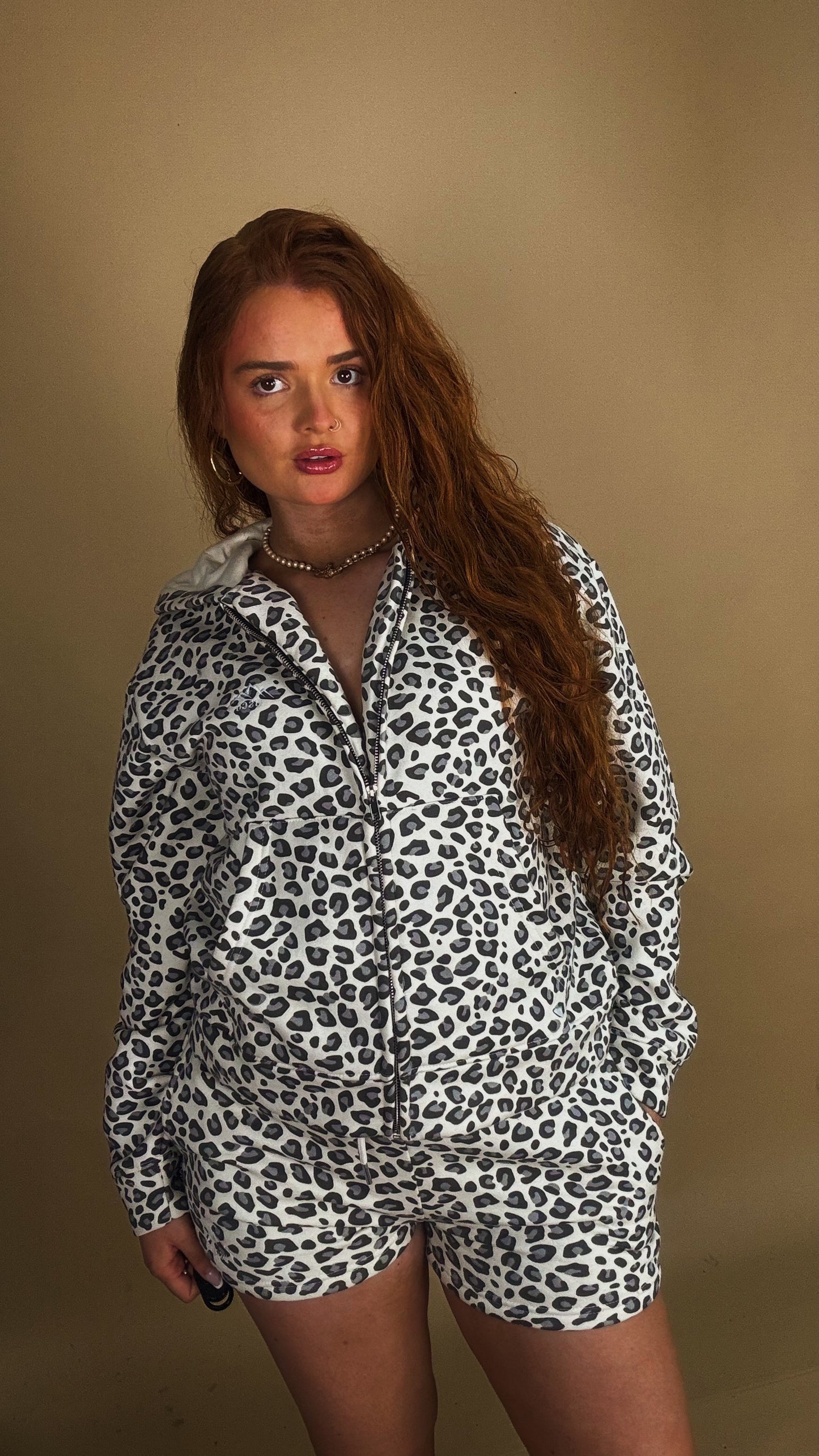 *shorte set* Leighton Leopard shorts set 80% cotton fleece line set.
