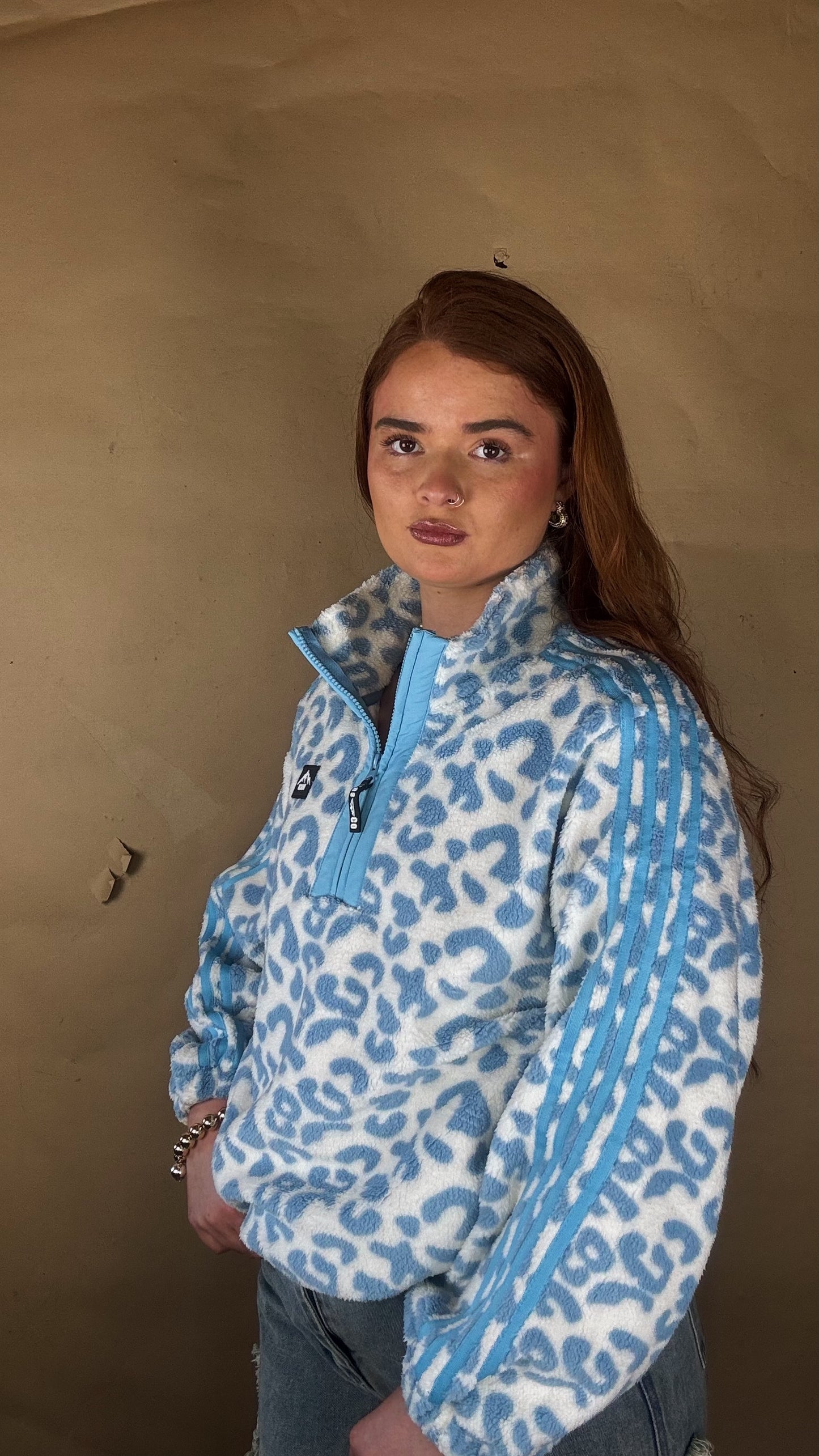Blair Blue Leopard print zip up