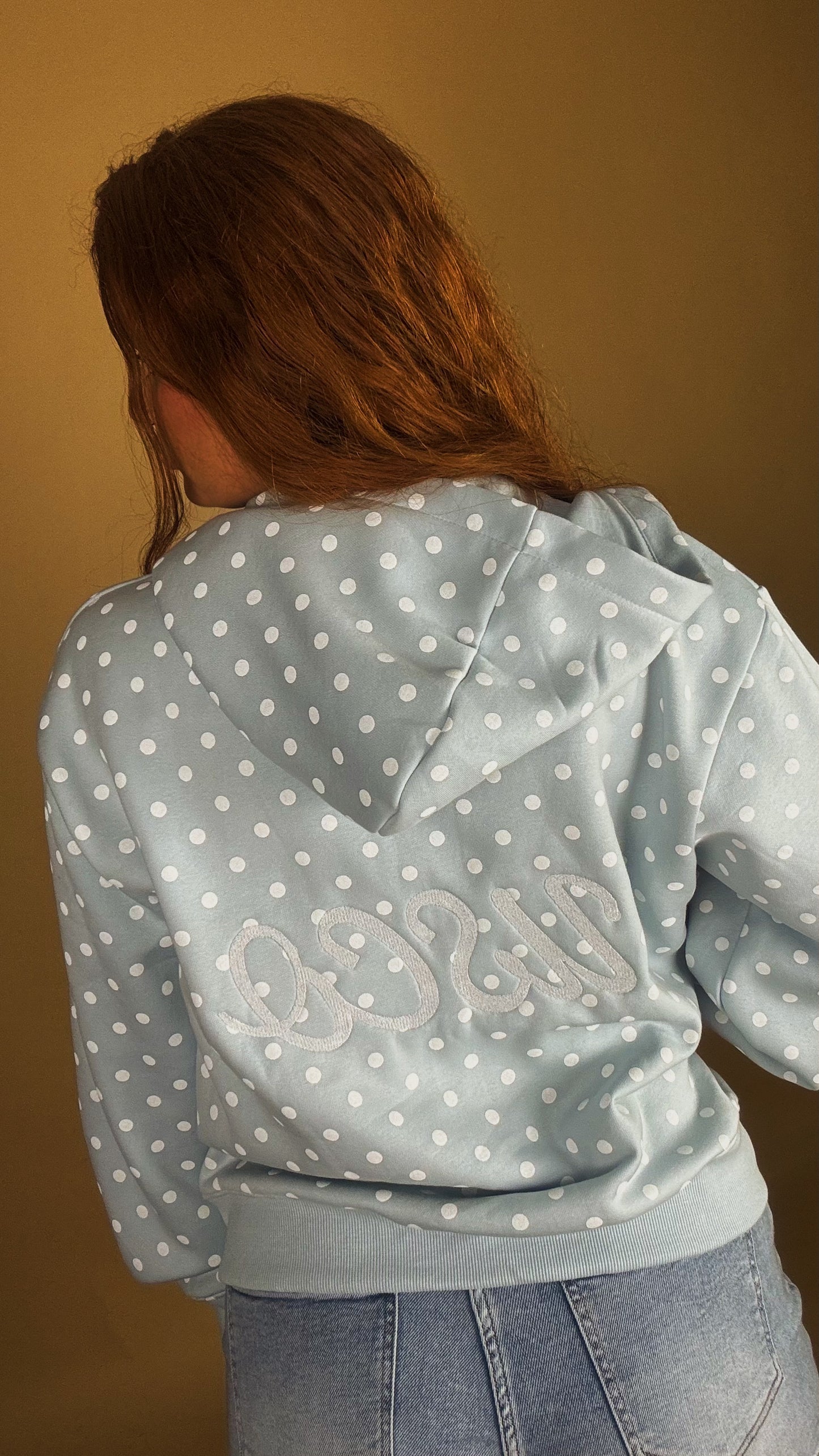 Billie Blue polka hoodie 80% cotton