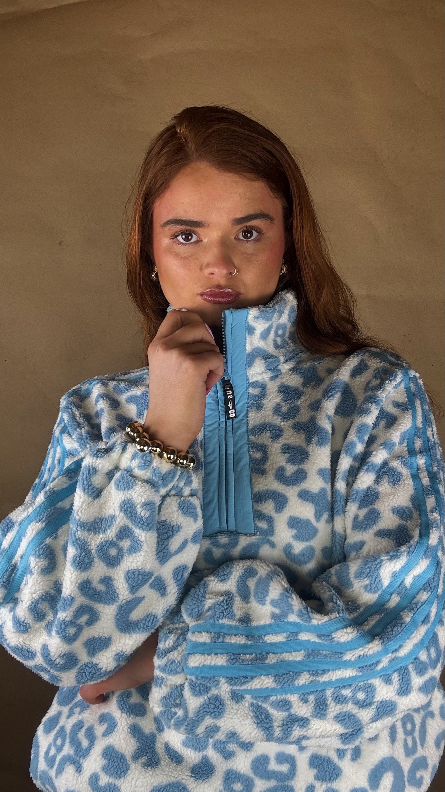 Blair Blue Leopard print zip up