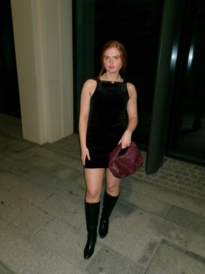 Bobbi Bow Super stretch crushed velvet dress