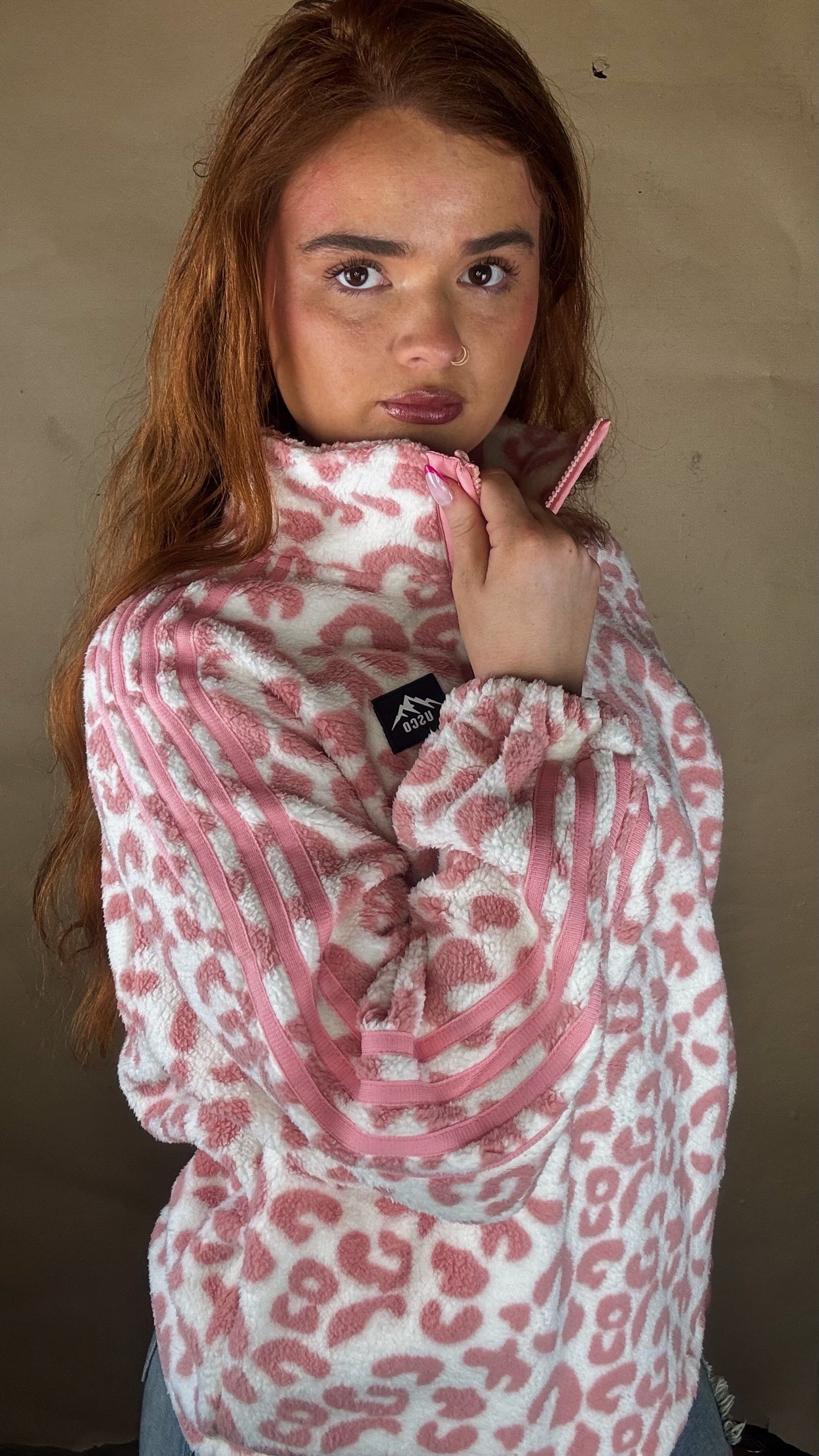 Payton Pink Leopard print zip up