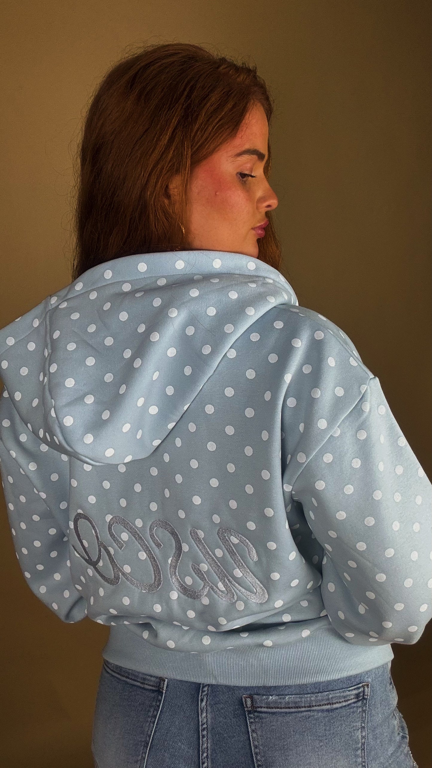 Billie Blue polka hoodie 80% cotton