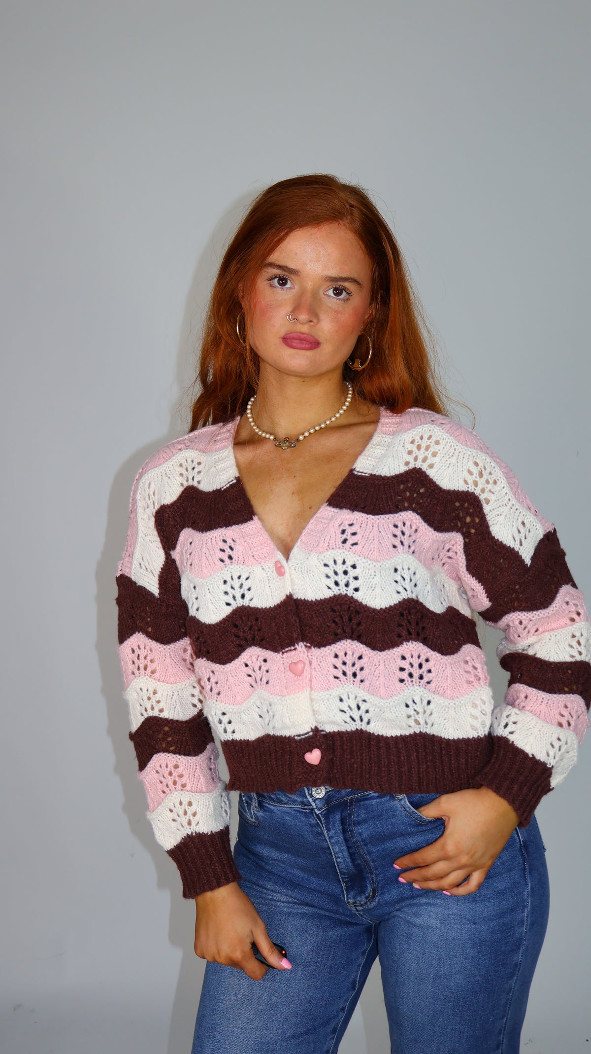 Polly Pink Heart Button Cardi