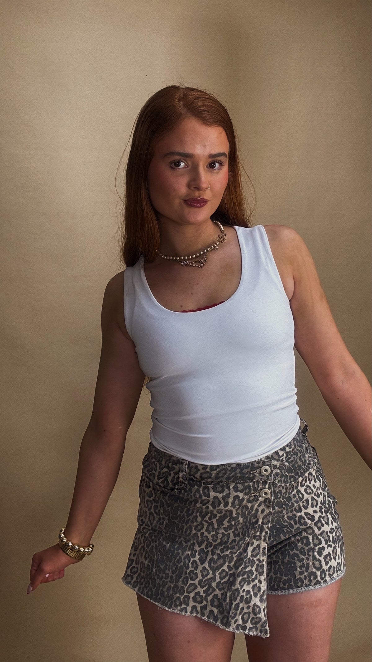 *SKORT* Lilia Leopard stretch Denim