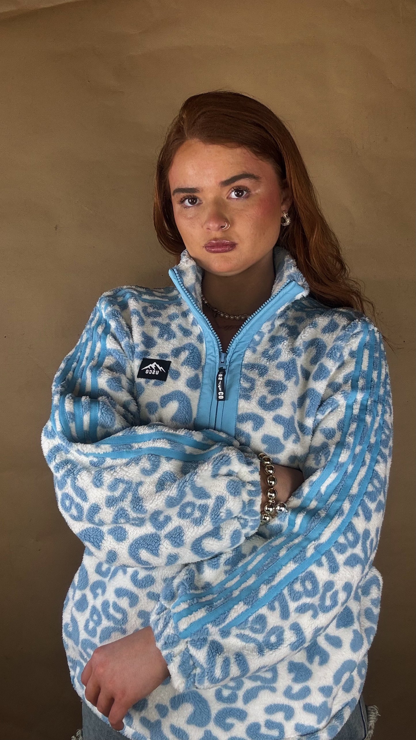 Blair Blue Leopard print zip up