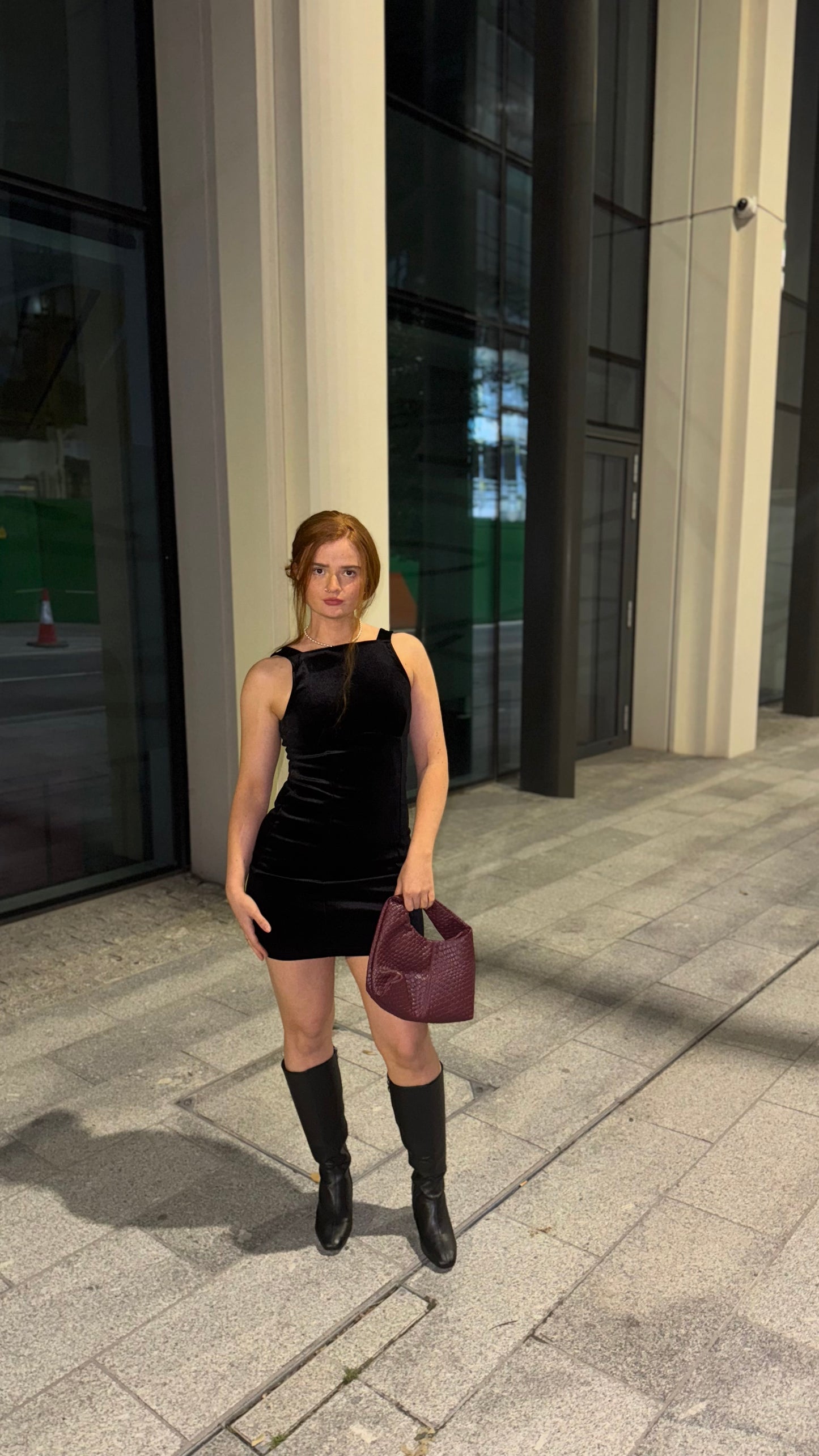 Bobbi Bow Super stretch crushed velvet dress