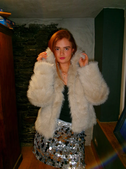 Jess faux fur jacket with buttons & POCKETS!!!!