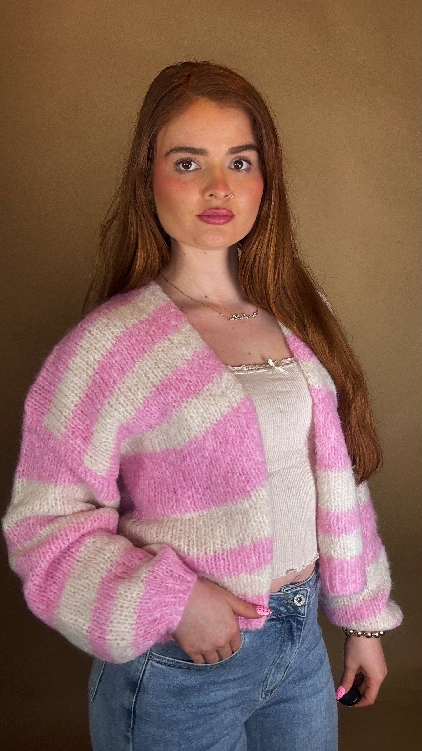 Heather Balloon Sleeve cardigan